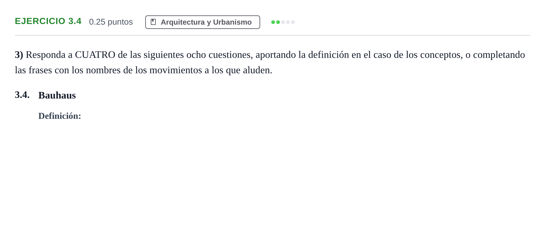 Enunciado: Ejercicio 3.4 · Movimientos Culturales y Artísticos PAU Andalucía Ordinaria Titular 2025