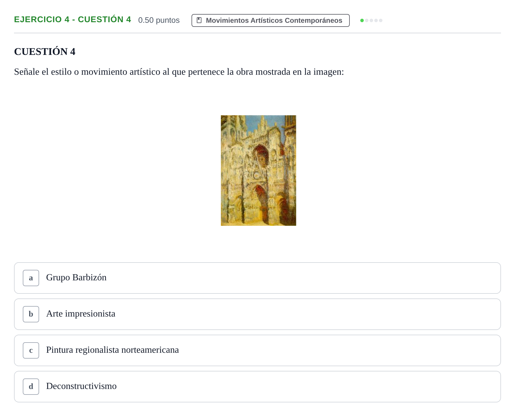 Enunciado: Ejercicio 4 - Cuestión 4 · Movimientos Culturales y Artísticos PAU Andalucía Ordinaria Titular 2025