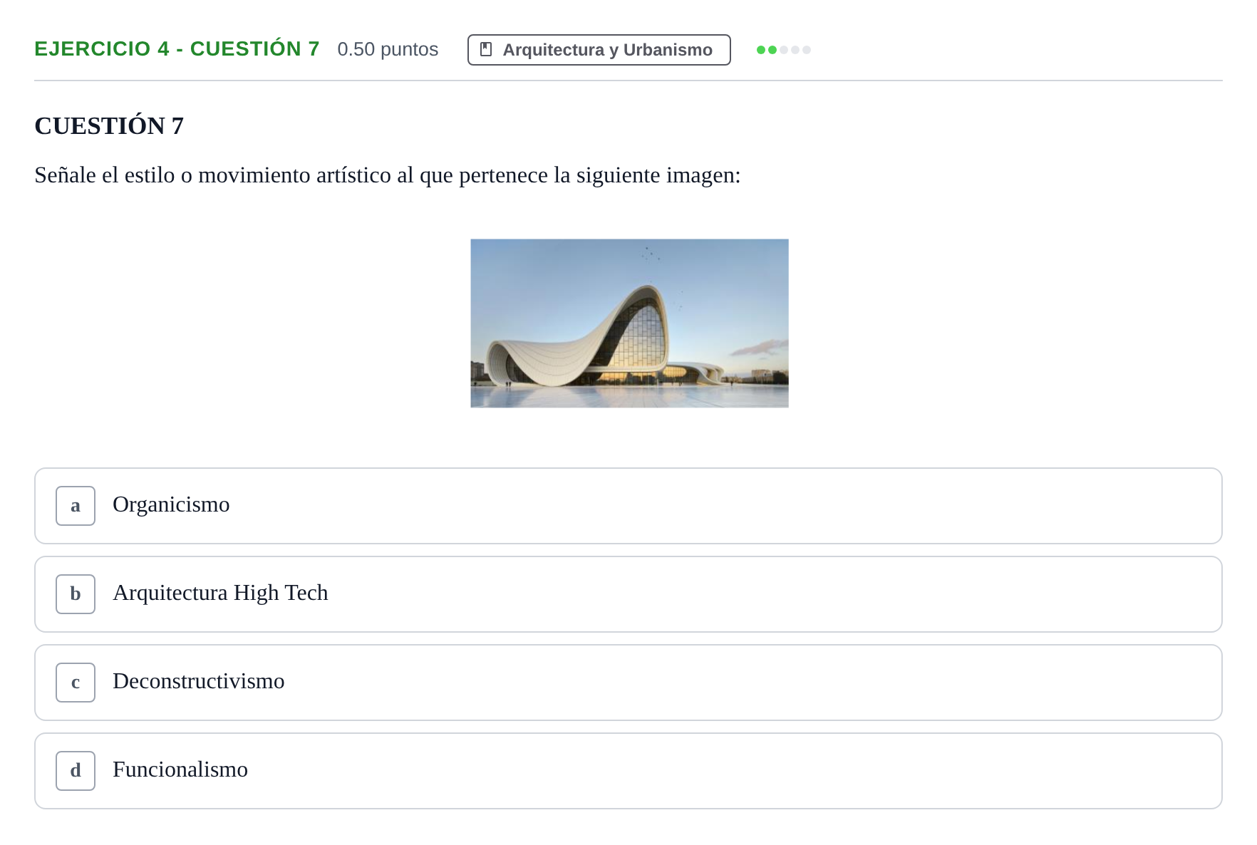 Enunciado: Ejercicio 4 - Cuestión 7 · Movimientos Culturales y Artísticos PAU Andalucía Ordinaria Titular 2025