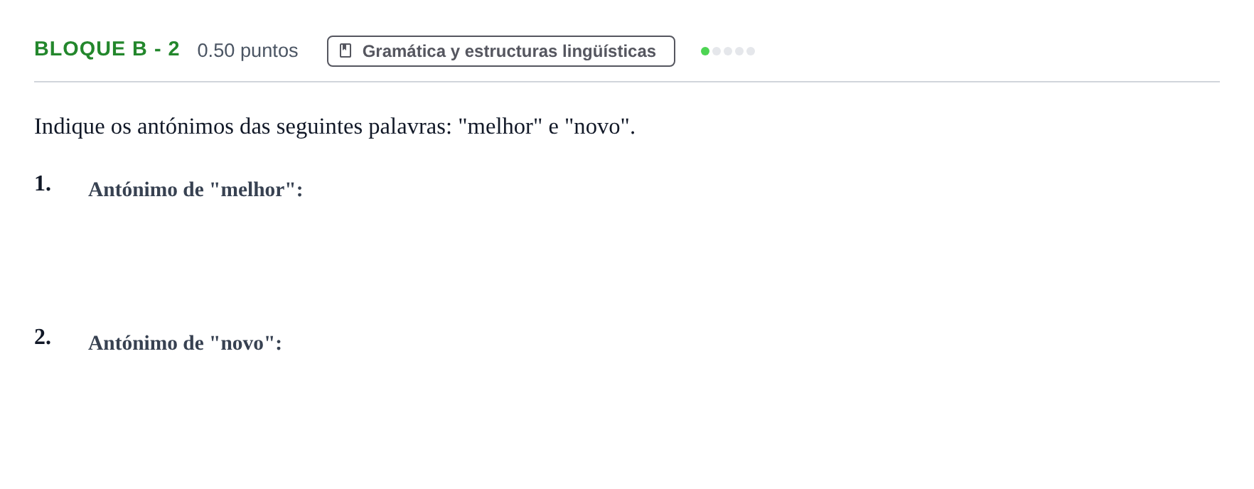 Enunciado: Bloque B - 2 · Portugués PAU Andalucía Extraordinaria Suplente 2 2025
