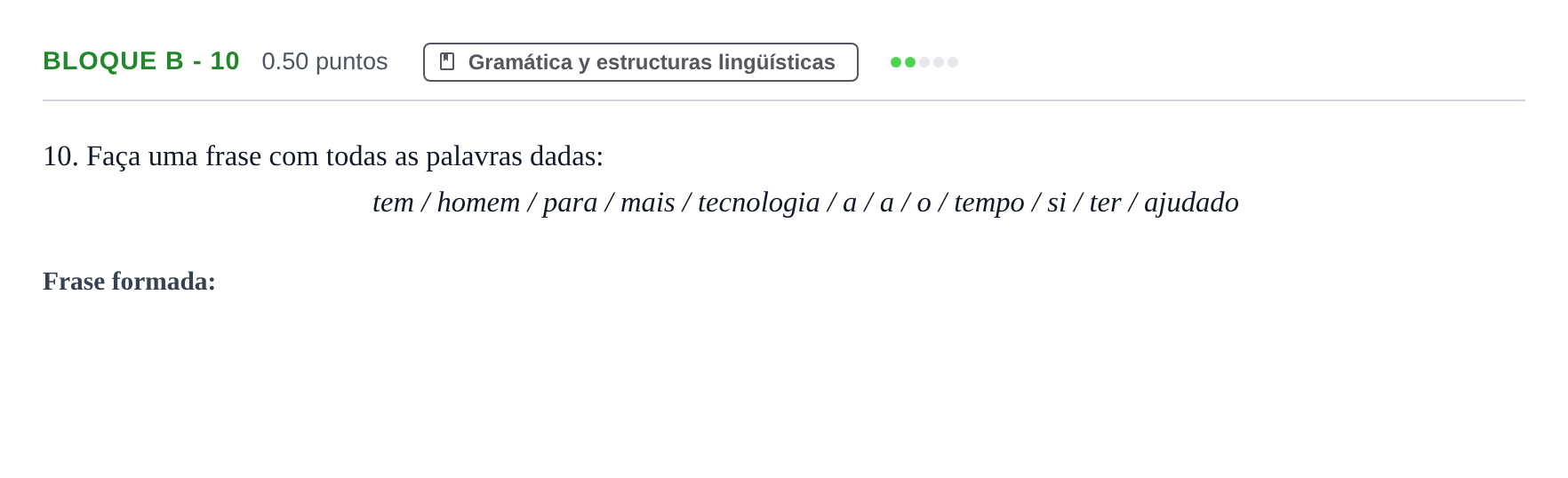 Enunciado: Bloque B - 10 · Portugués PAU Andalucía Extraordinaria Titular (Acceso) 2025