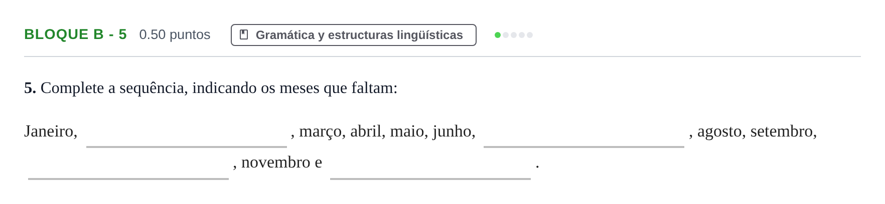 Enunciado: Bloque B - 5 · Portugués PAU Andalucía Extraordinaria Titular (Admisión) 2025