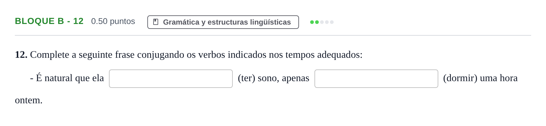 Enunciado: Bloque B - 12 · Portugués PAU Andalucía Ordinaria Suplente 1 2025
