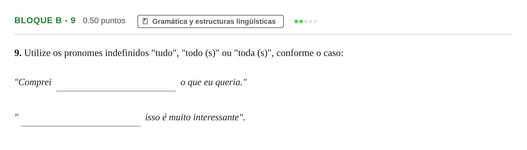 Enunciado: Bloque B - 9 · Portugués PAU Andalucía Ordinaria Suplente 2 2025