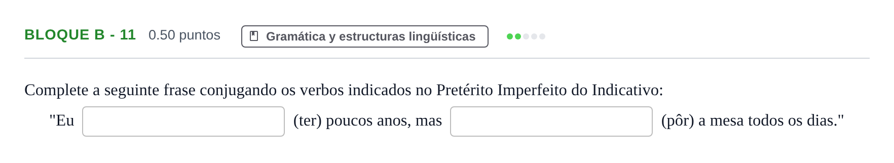 Enunciado: Bloque B - 11 · Portugués PAU Andalucía Ordinaria Titular (Acceso) 2025