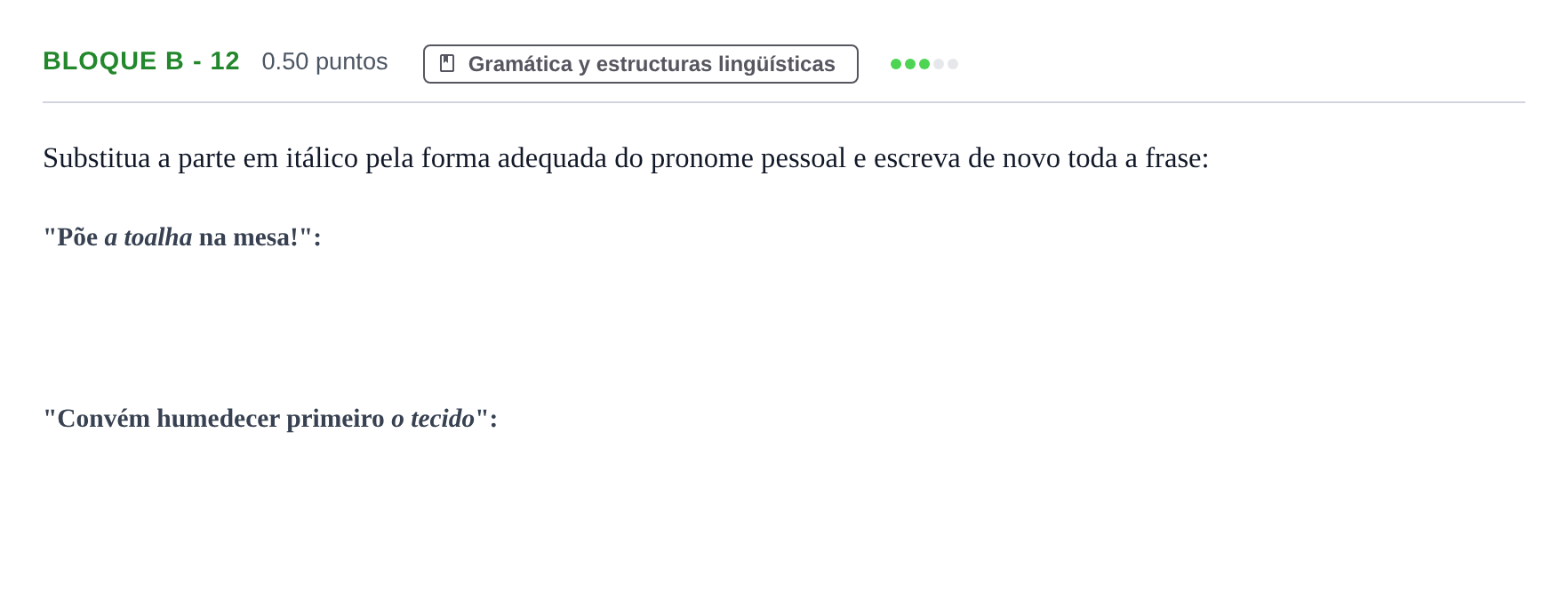 Enunciado: Bloque B - 12 · Portugués PAU Andalucía Ordinaria Titular (Acceso) 2025