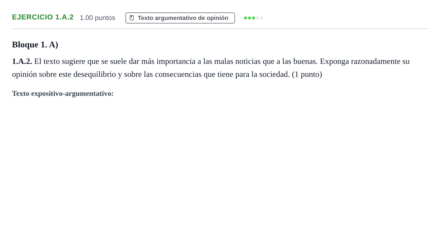 Enunciado: Ejercicio 1.A.2 - Texto argumentativo de opinión · Lengua Castellana y Literatura II PAU Castilla-La Mancha Ordinaria 2023