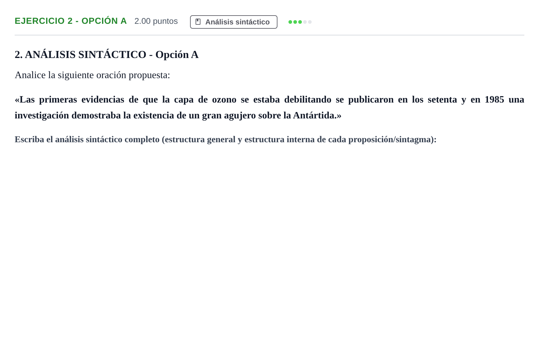 Enunciado: Ejercicio 2 - Opción A · Lengua Castellana y Literatura II PAU Castilla-La Mancha Ordinaria 2023