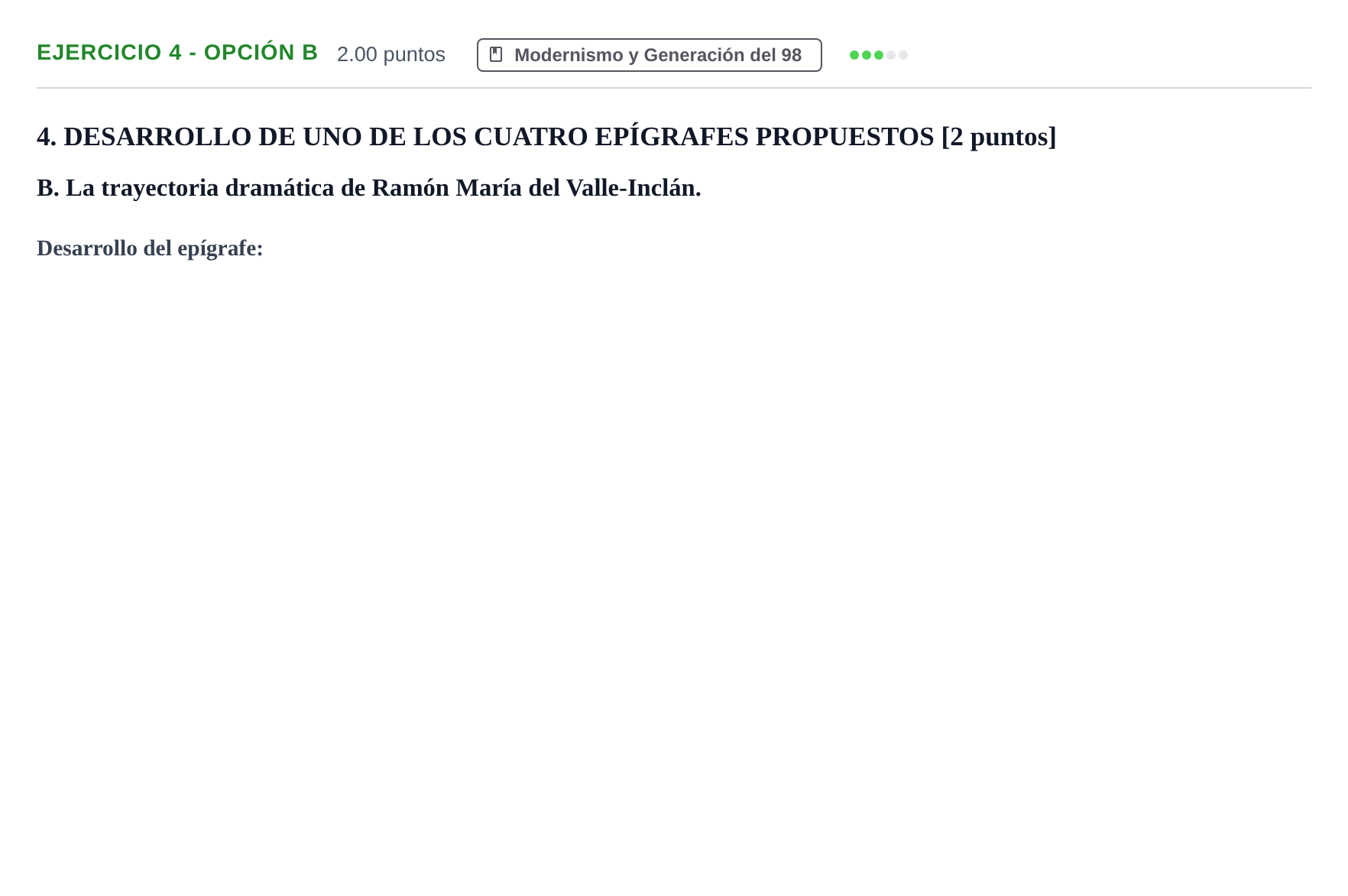 Enunciado: Ejercicio 4 - Opción B · Lengua Castellana y Literatura II PAU Castilla-La Mancha Ordinaria 2023