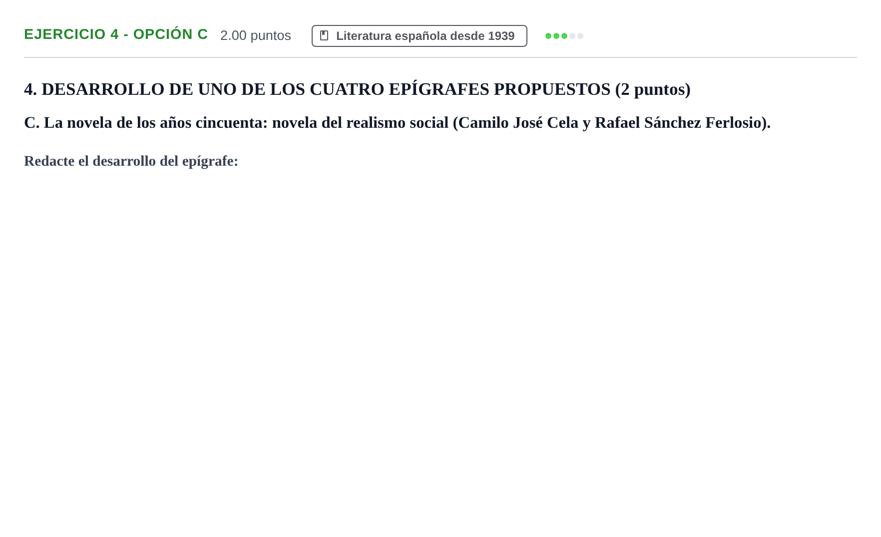 Enunciado: Ejercicio 4 - Opción C · Lengua Castellana y Literatura II PAU Castilla-La Mancha Ordinaria 2023