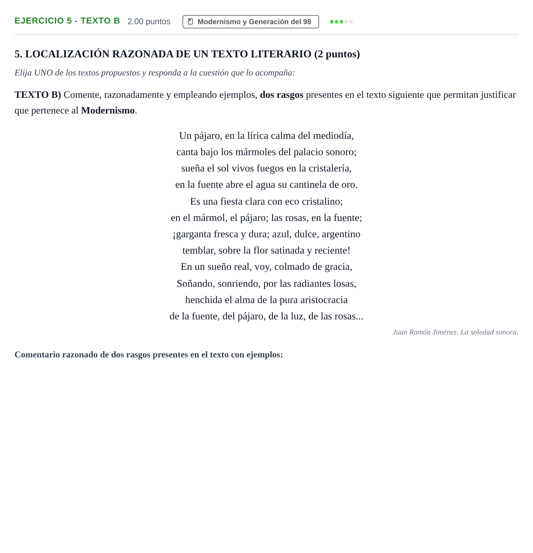 Enunciado: Ejercicio 5 - Texto B · Lengua Castellana y Literatura II PAU Castilla-La Mancha Ordinaria 2023