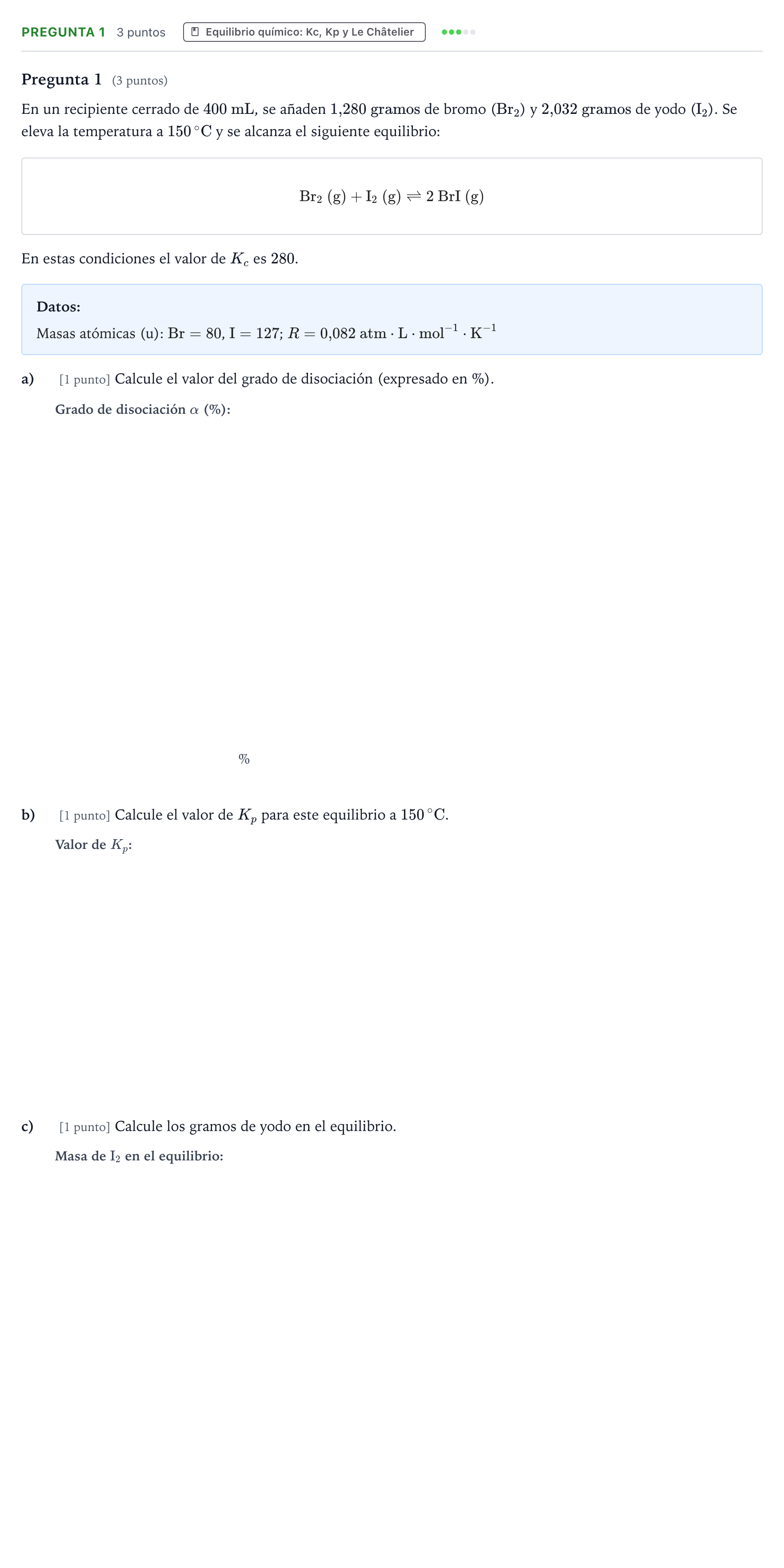 Enunciado: Pregunta 1 · Química PAU Castilla-La Mancha Extraordinaria 2023
