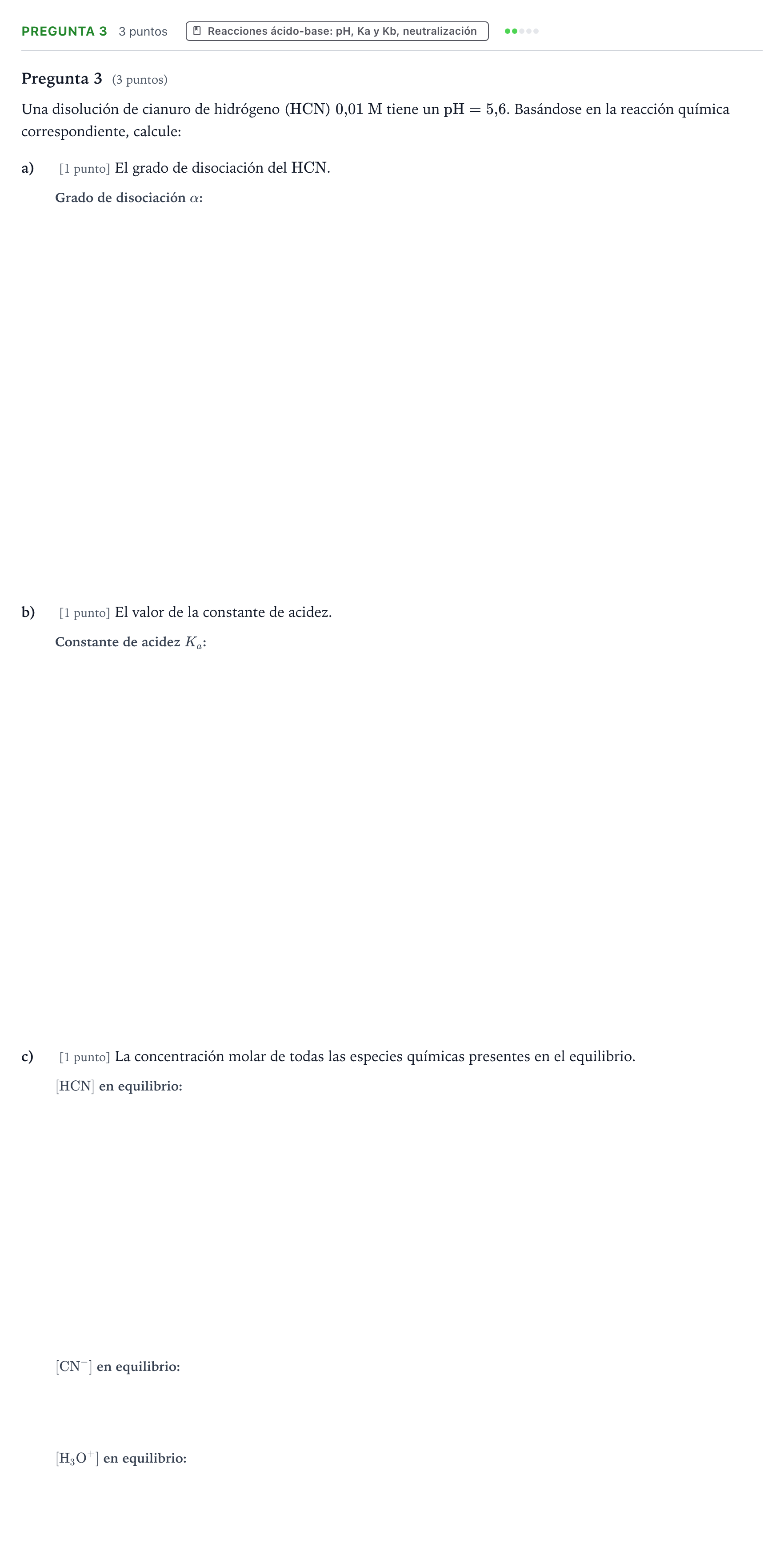 Enunciado: Pregunta 3 · Química PAU Castilla-La Mancha Extraordinaria 2023