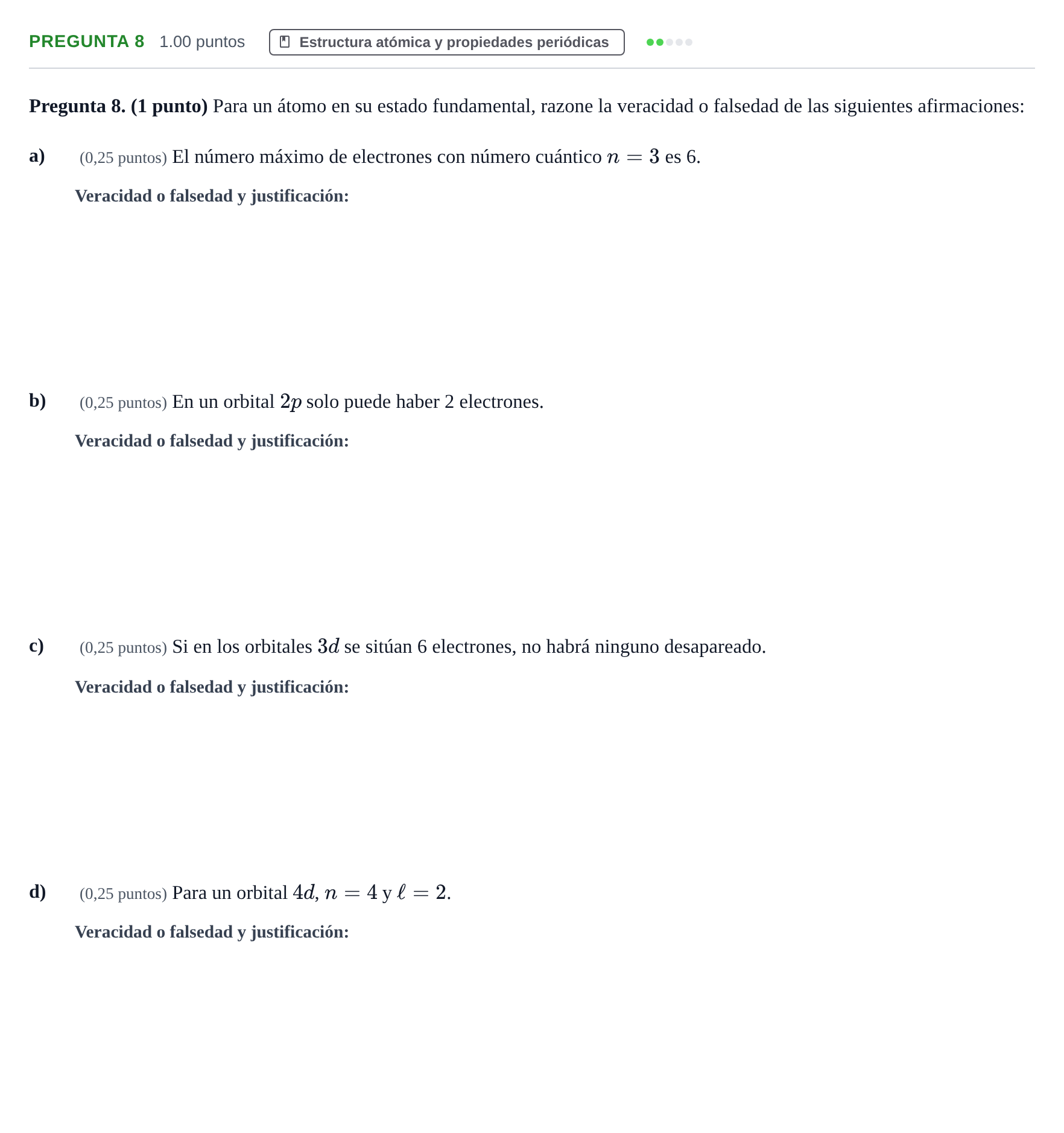 Enunciado: Pregunta 8 · Química PAU Castilla-La Mancha Extraordinaria 2023