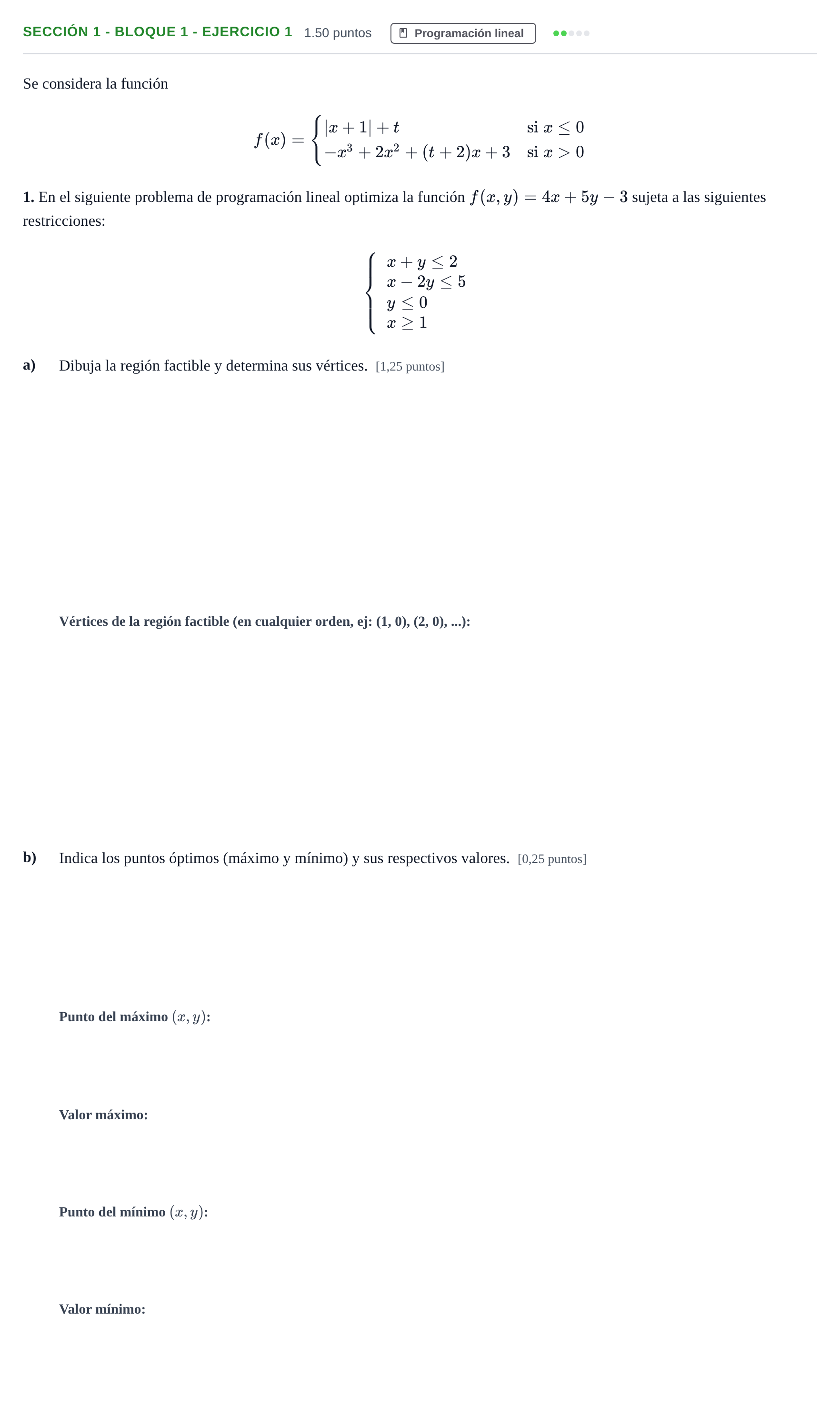 Enunciado: Ejercicio Sección 1 - Bloque 1 - Ejercicio 1 · Matemáticas aplicadas a las Ciencias Sociales II PAU Castilla-La Mancha Extraordinaria 2023
