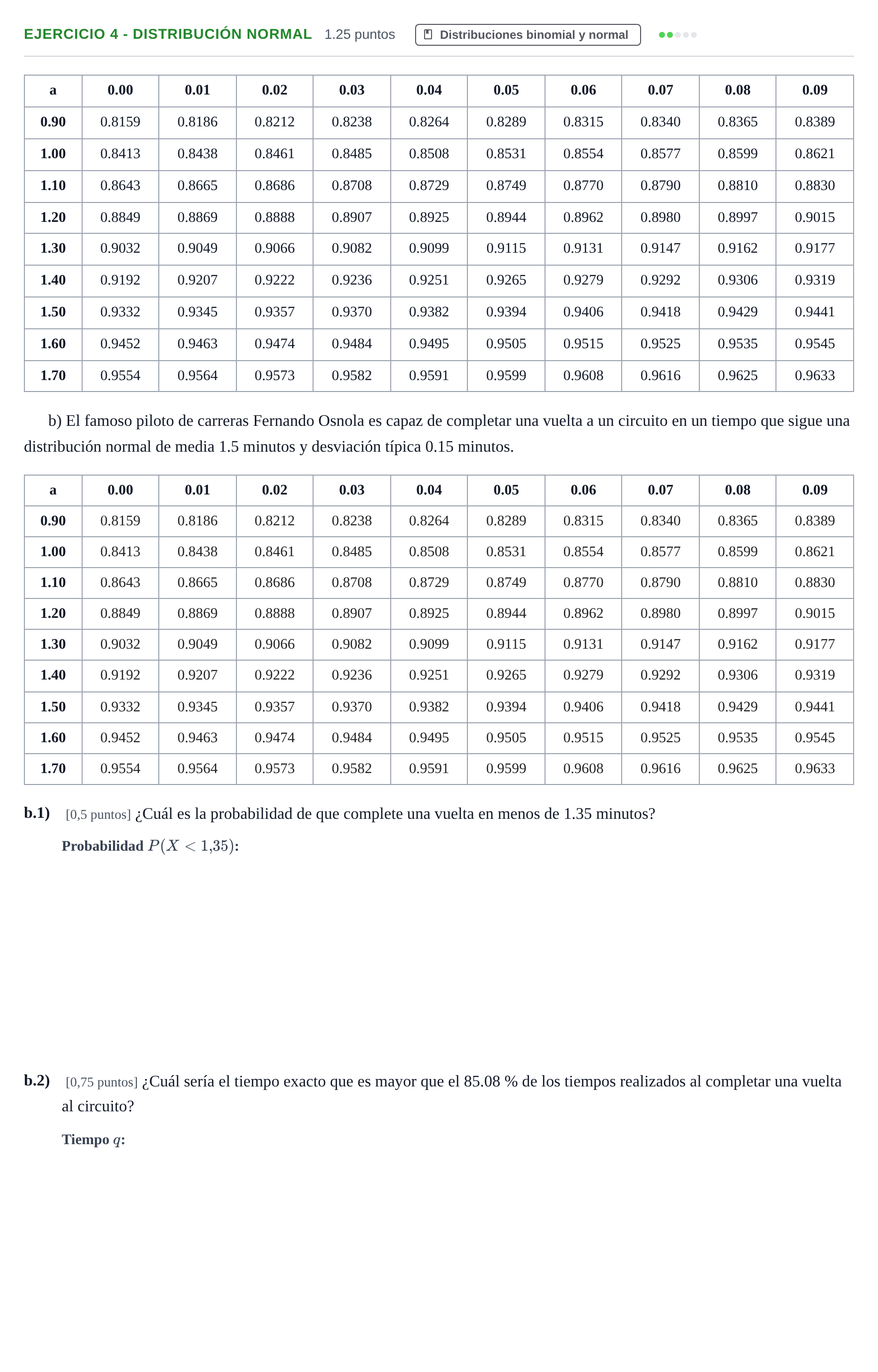 Enunciado: Ejercicio 4 - Distribución normal · Matemáticas II PAU Castilla-La Mancha Ordinaria 2023