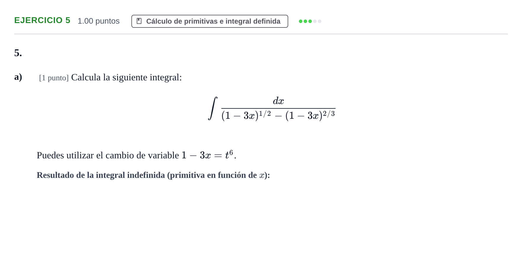 Enunciado: Ejercicio 5 - Cálculo de primitivas · Matemáticas II PAU Castilla-La Mancha Ordinaria 2023