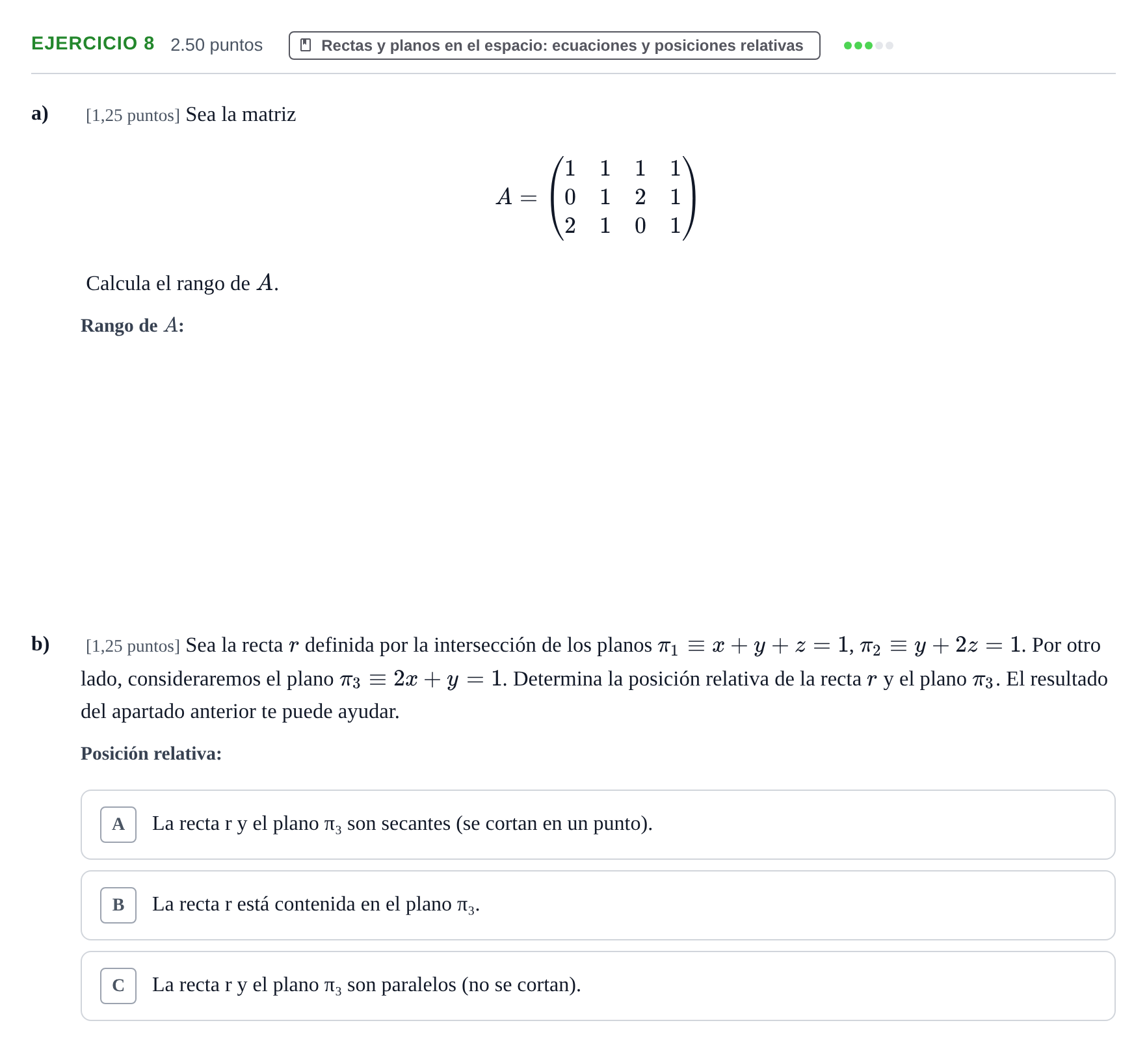 Enunciado: Problema 8 · Matemáticas II PAU Castilla-La Mancha Ordinaria 2023