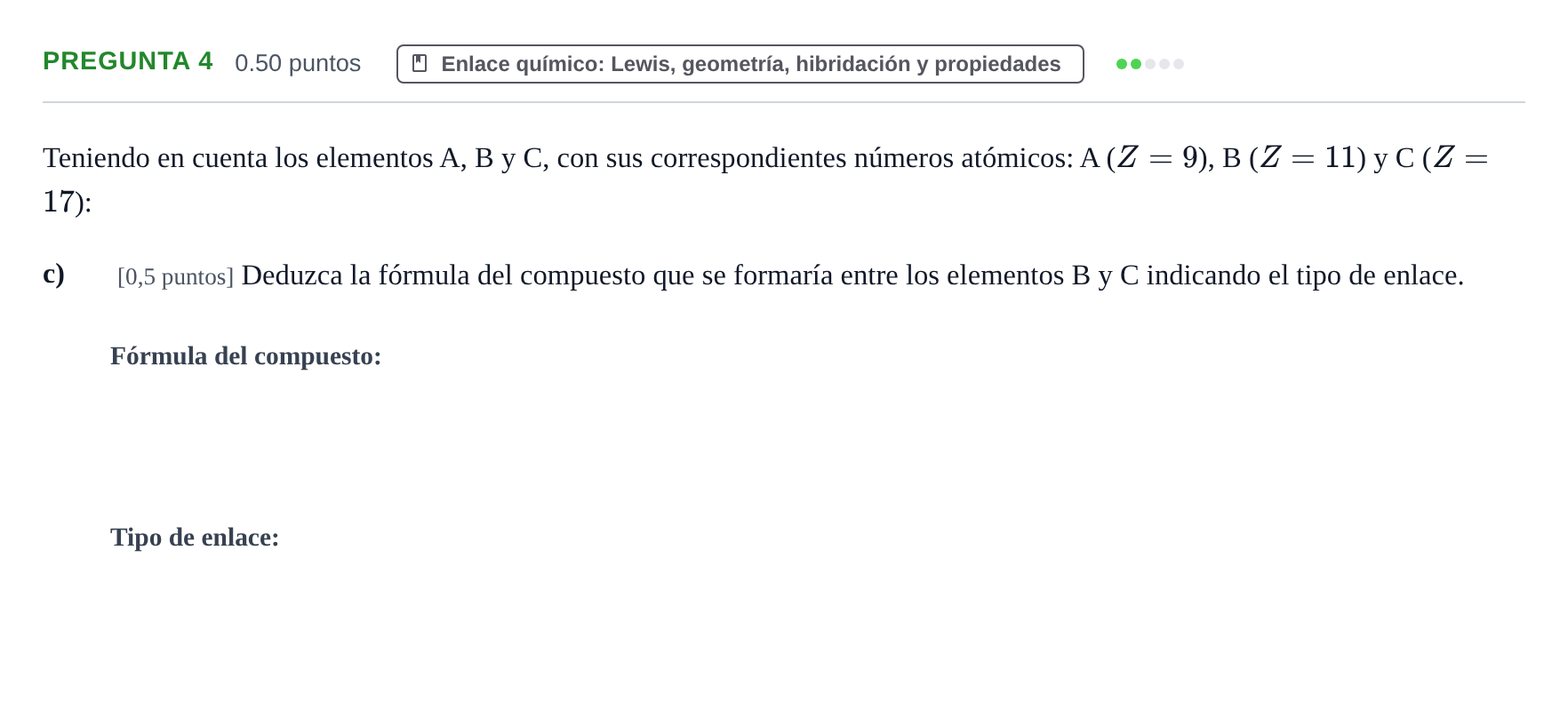 Enunciado: Pregunta 4 - Enlace químico · Química PAU Castilla-La Mancha Ordinaria 2023