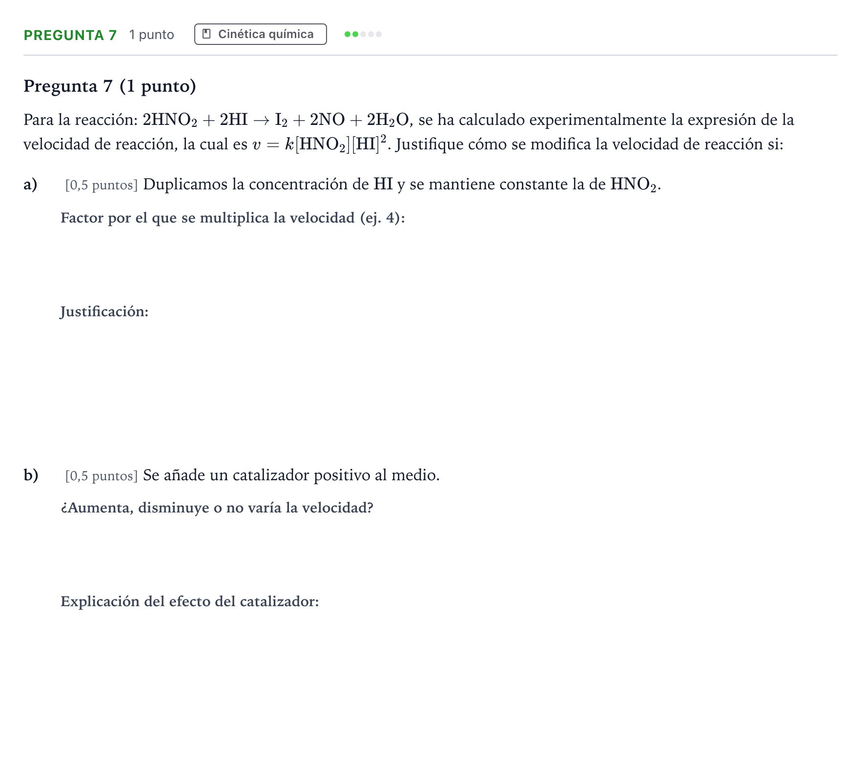 Enunciado: Pregunta 7 · Química PAU Castilla-La Mancha Ordinaria 2023