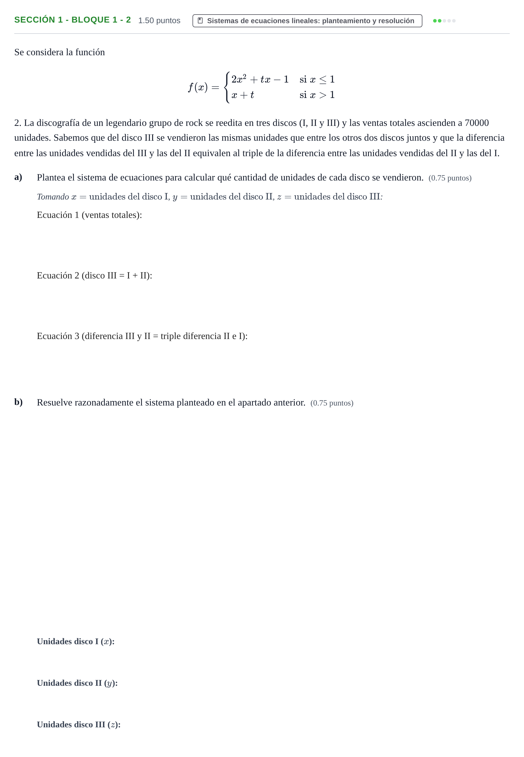 Enunciado: Ejercicio Sección 1 - Bloque 1 - 2 · Matemáticas aplicadas a las Ciencias Sociales II PAU Castilla-La Mancha Ordinaria 2023