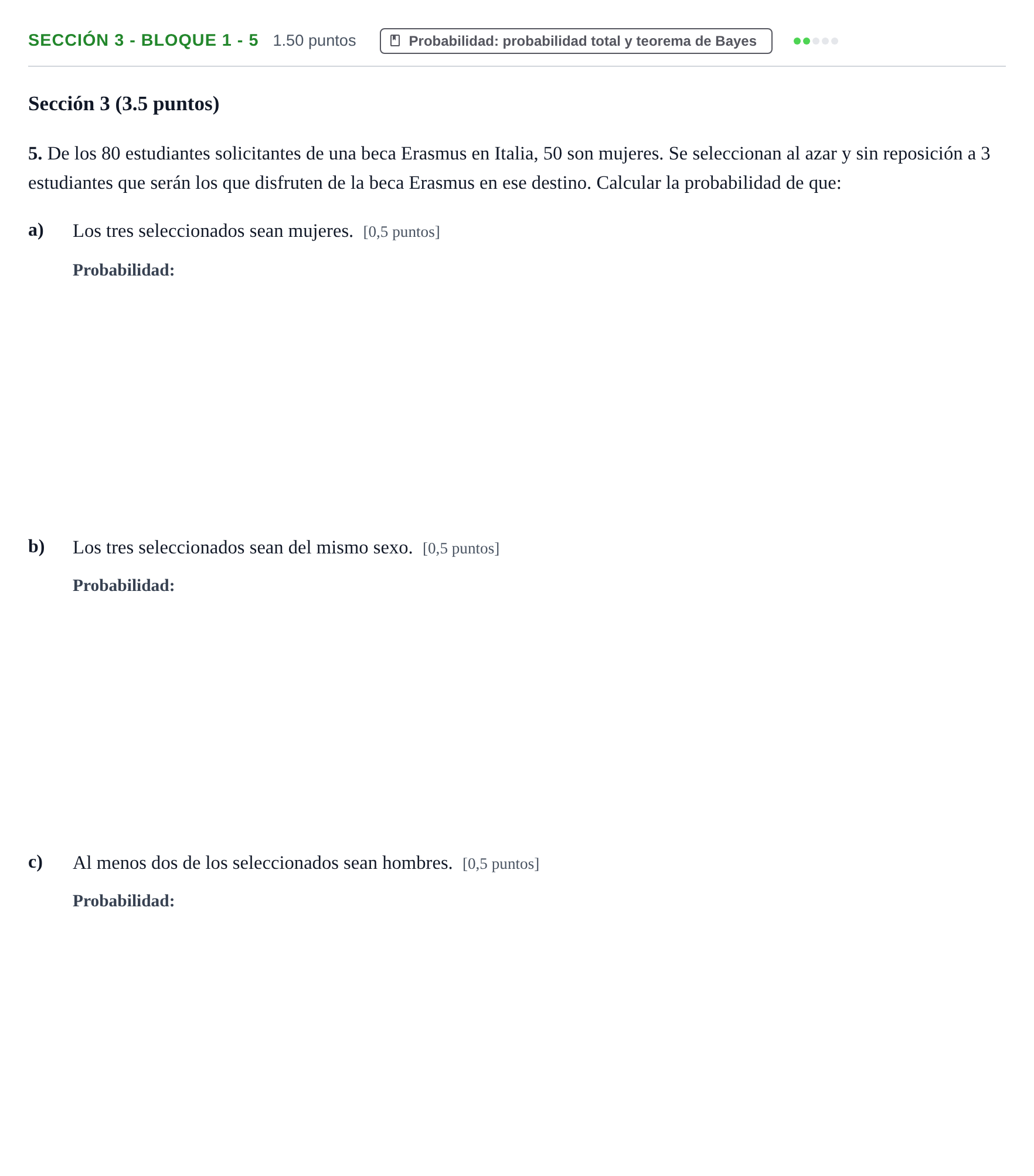 Enunciado: Ejercicio Sección 3 - Bloque 1 - 5 · Matemáticas aplicadas a las Ciencias Sociales II PAU Castilla-La Mancha Ordinaria 2023