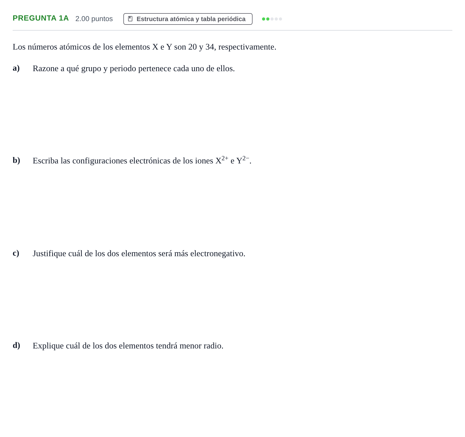 Enunciado: Pregunta 1A · Química PAU Andalucía Ordinaria Suplente 1 2025