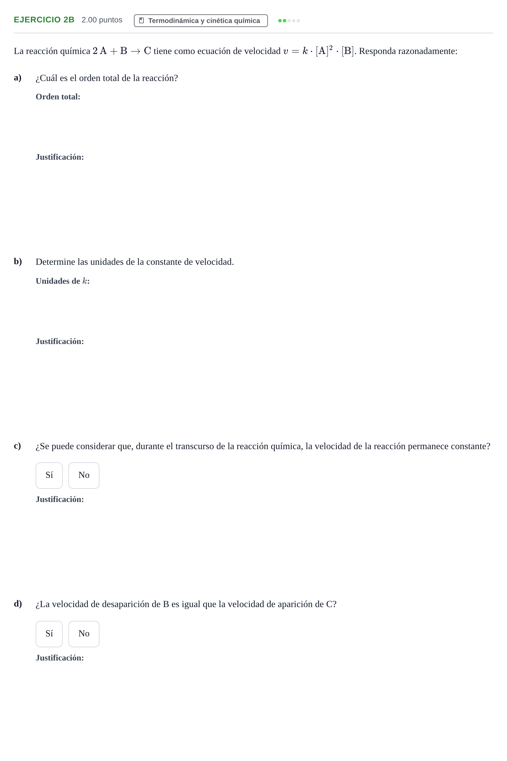 Enunciado: Ejercicio 2B · Química PAU Andalucía Ordinaria Titular 2025