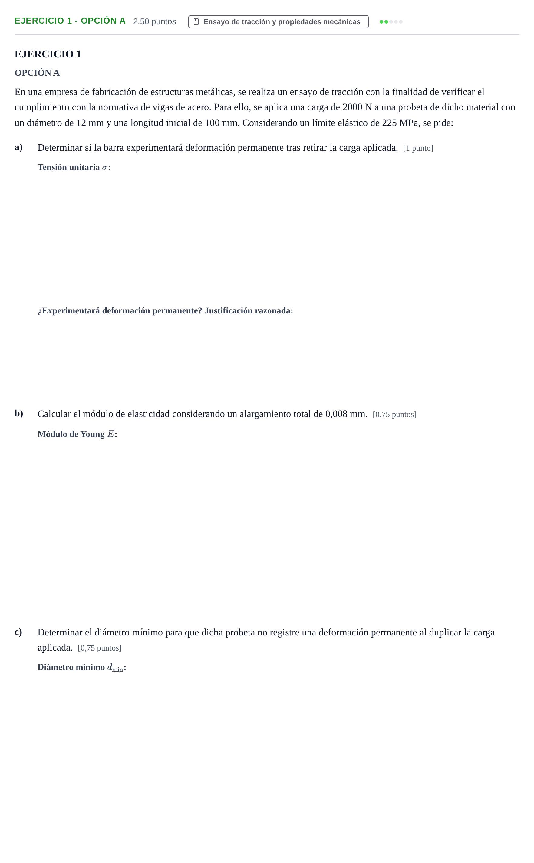 Enunciado: Ejercicio 1 - Opción A · Tecnología e Ingeniería II PAU Andalucía Extraordinaria Suplente 1 2025