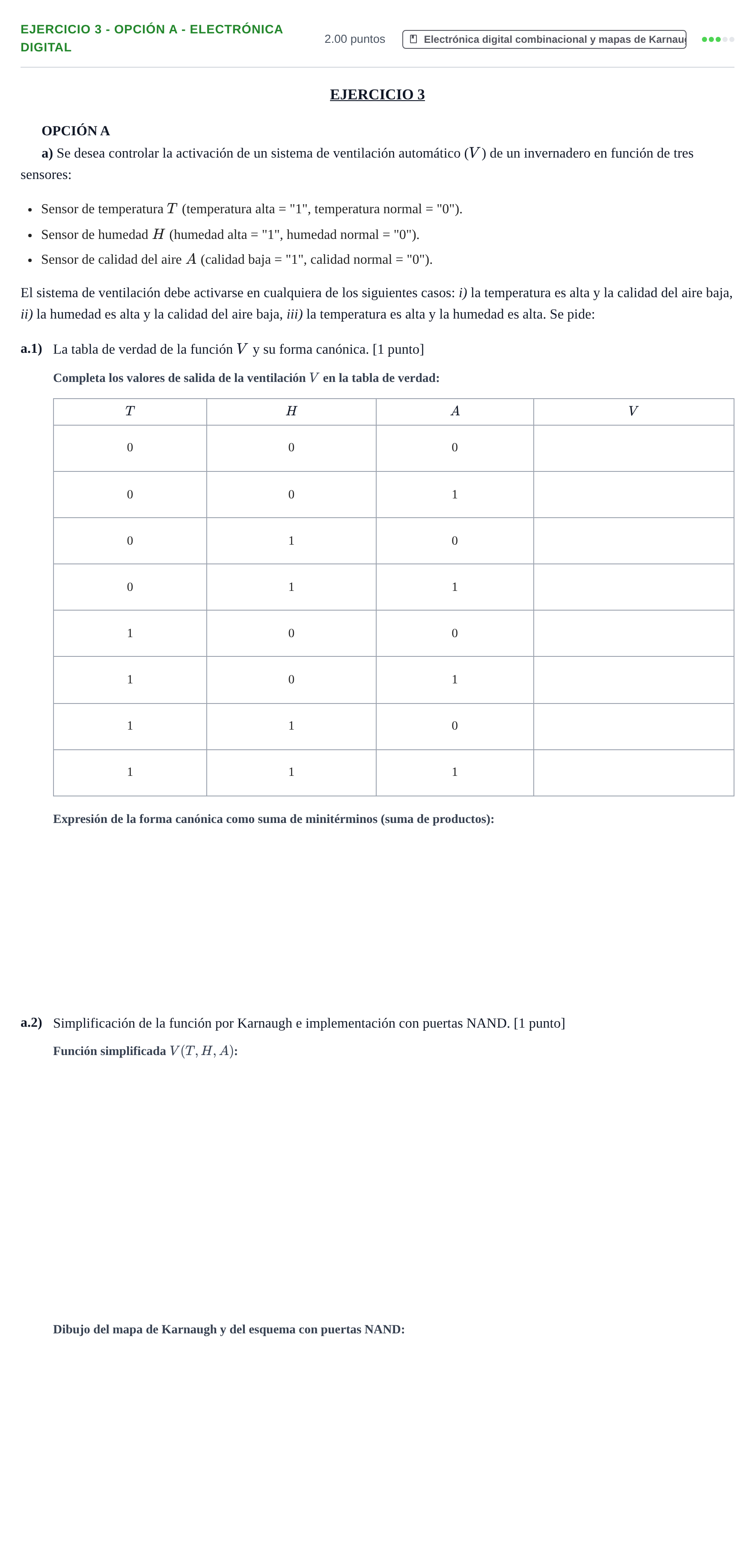 Enunciado: Ejercicio 3 - Opción A - Electrónica digital · Tecnología e Ingeniería II PAU Andalucía Extraordinaria Suplente 1 2025