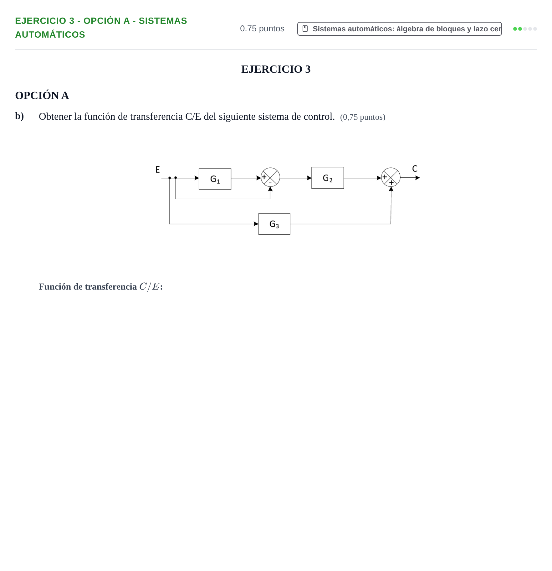 Enunciado: Ejercicio 3 - Opción A - Sistemas automáticos · Tecnología e Ingeniería II PAU Andalucía Extraordinaria Titular 2025