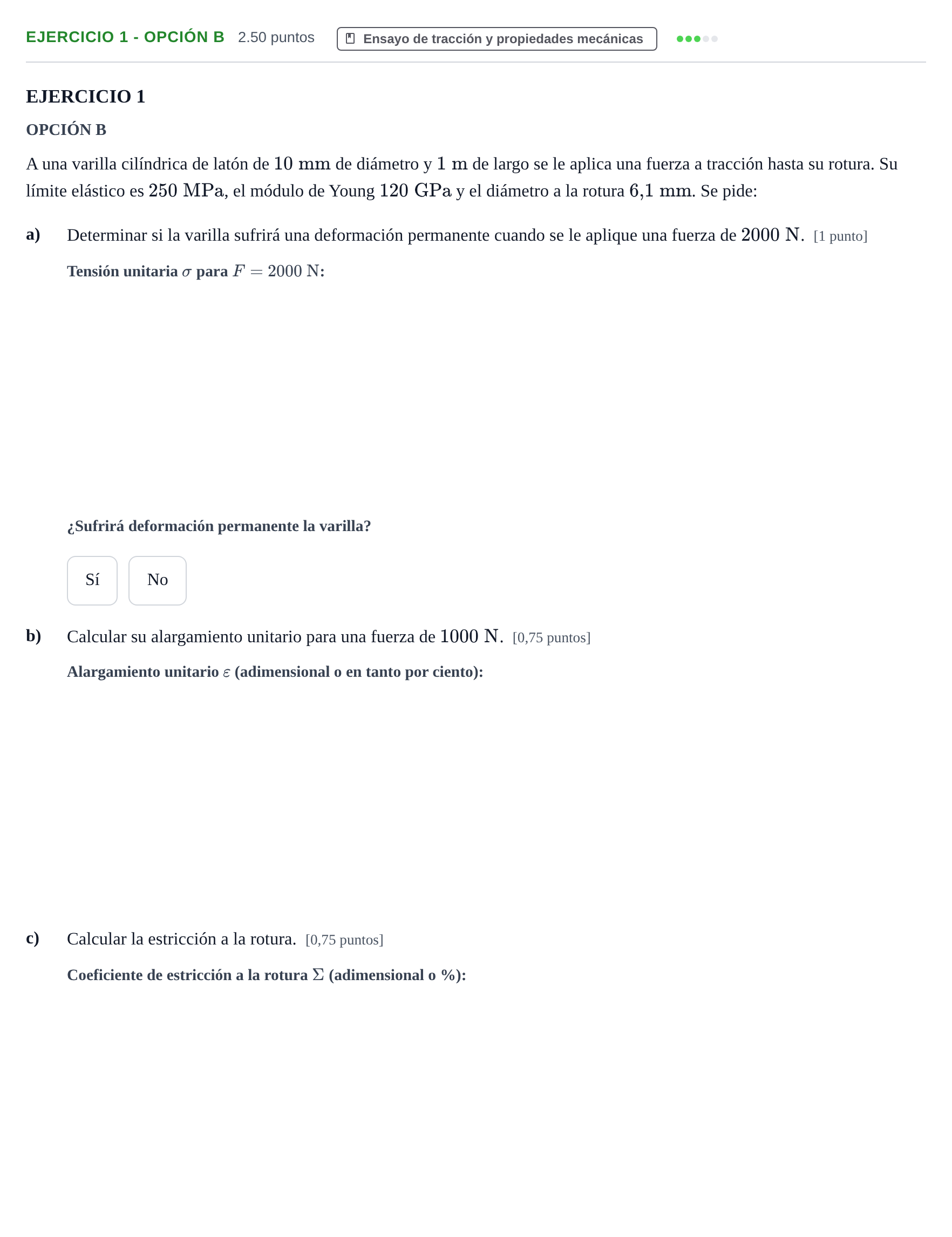 Enunciado: Ejercicio 1 - Opción B · Tecnología e Ingeniería II PAU Andalucía Ordinaria Suplente 1 2025