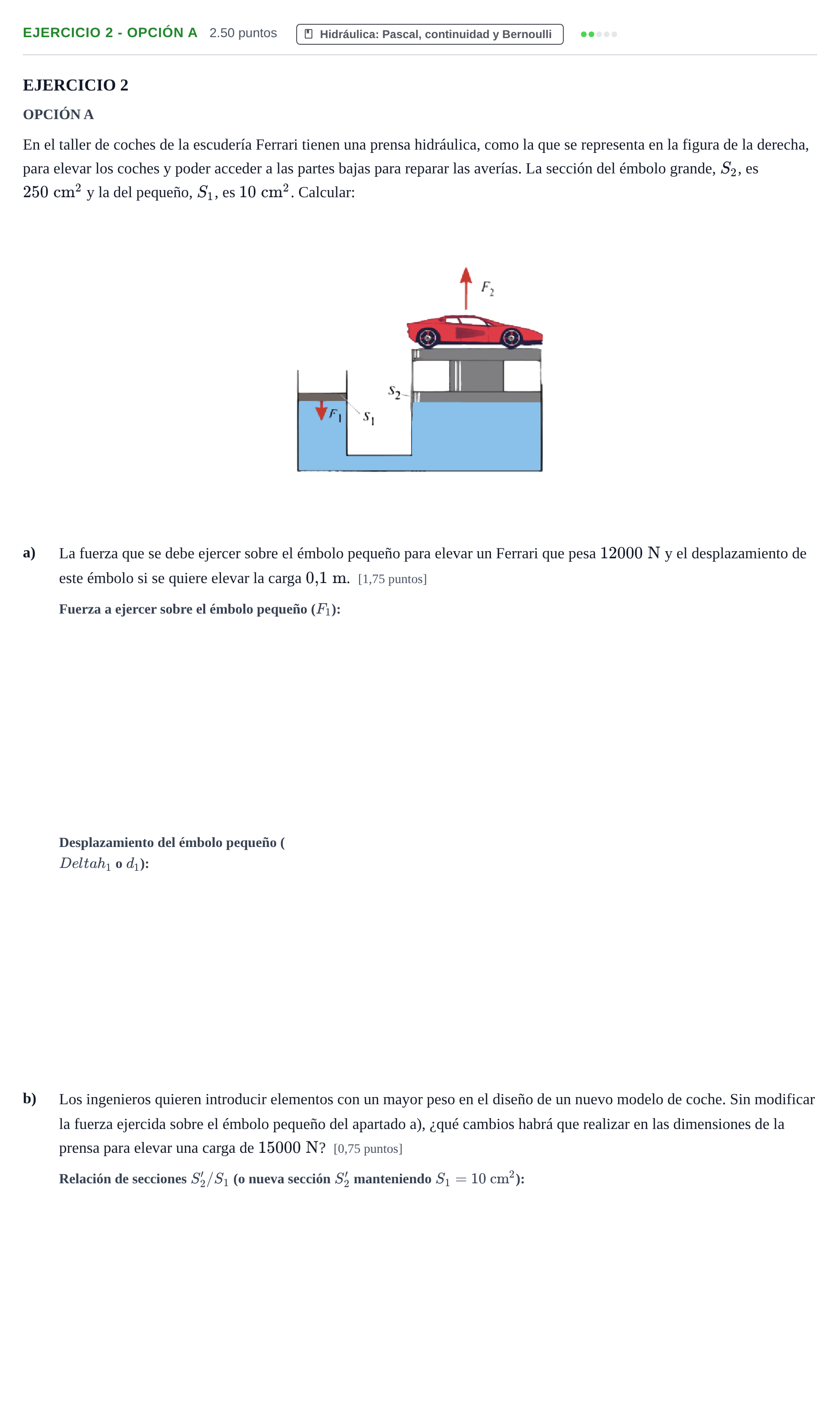Enunciado: Ejercicio 2 - Opción A · Tecnología e Ingeniería II PAU Andalucía Ordinaria Suplente 1 2025