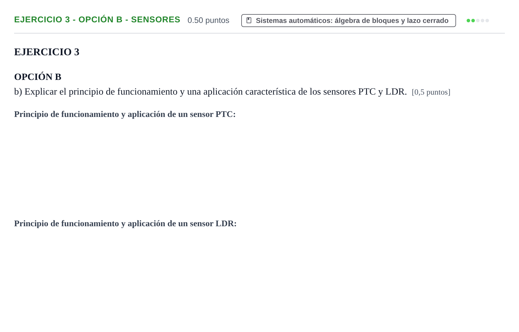 Enunciado: Ejercicio 3 - Opción B - Sensores · Tecnología e Ingeniería II PAU Andalucía Ordinaria Suplente 1 2025