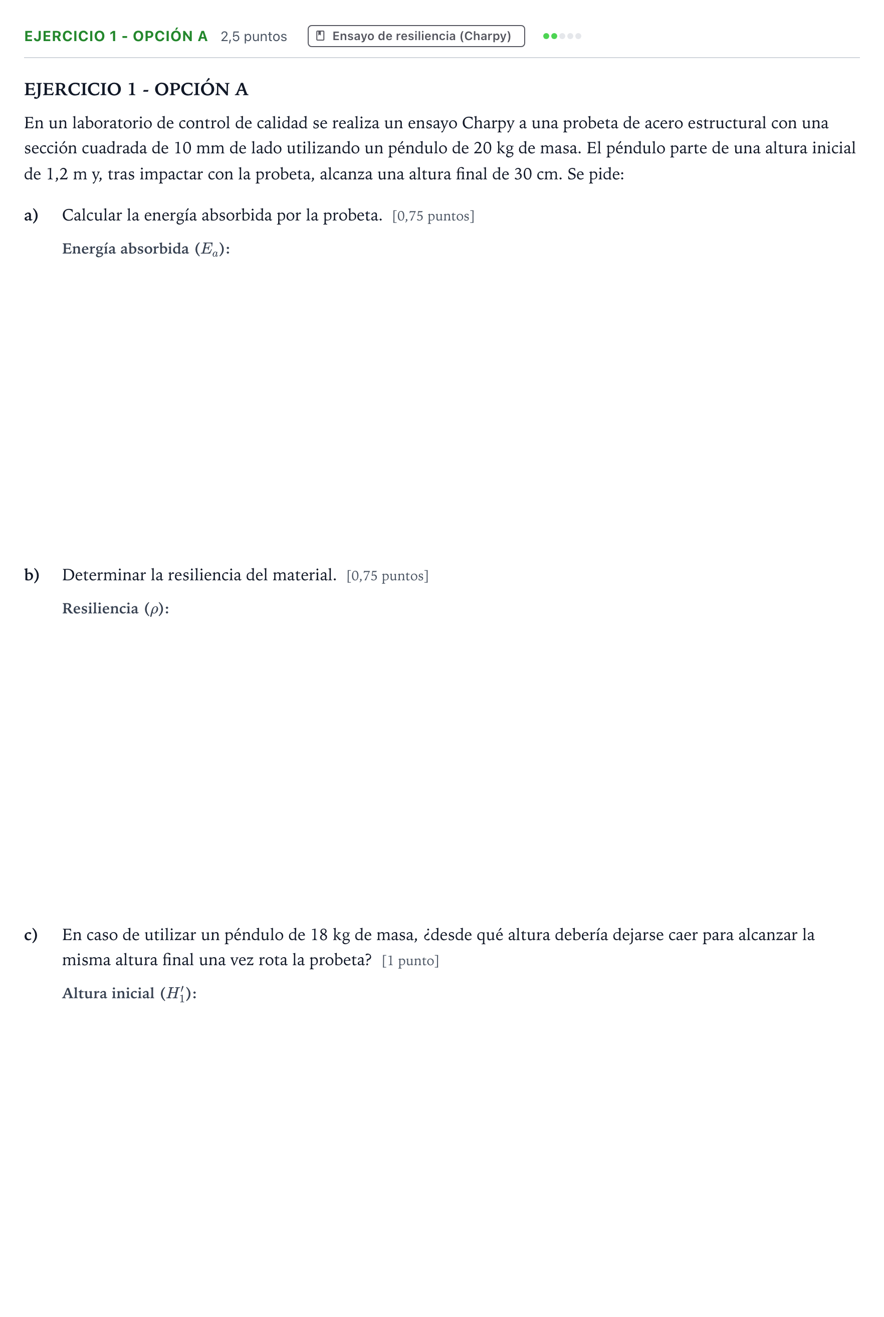 Enunciado: Ejercicio 1 - Opción A · Tecnología e Ingeniería II PAU Andalucía Ordinaria Suplente 2 2025