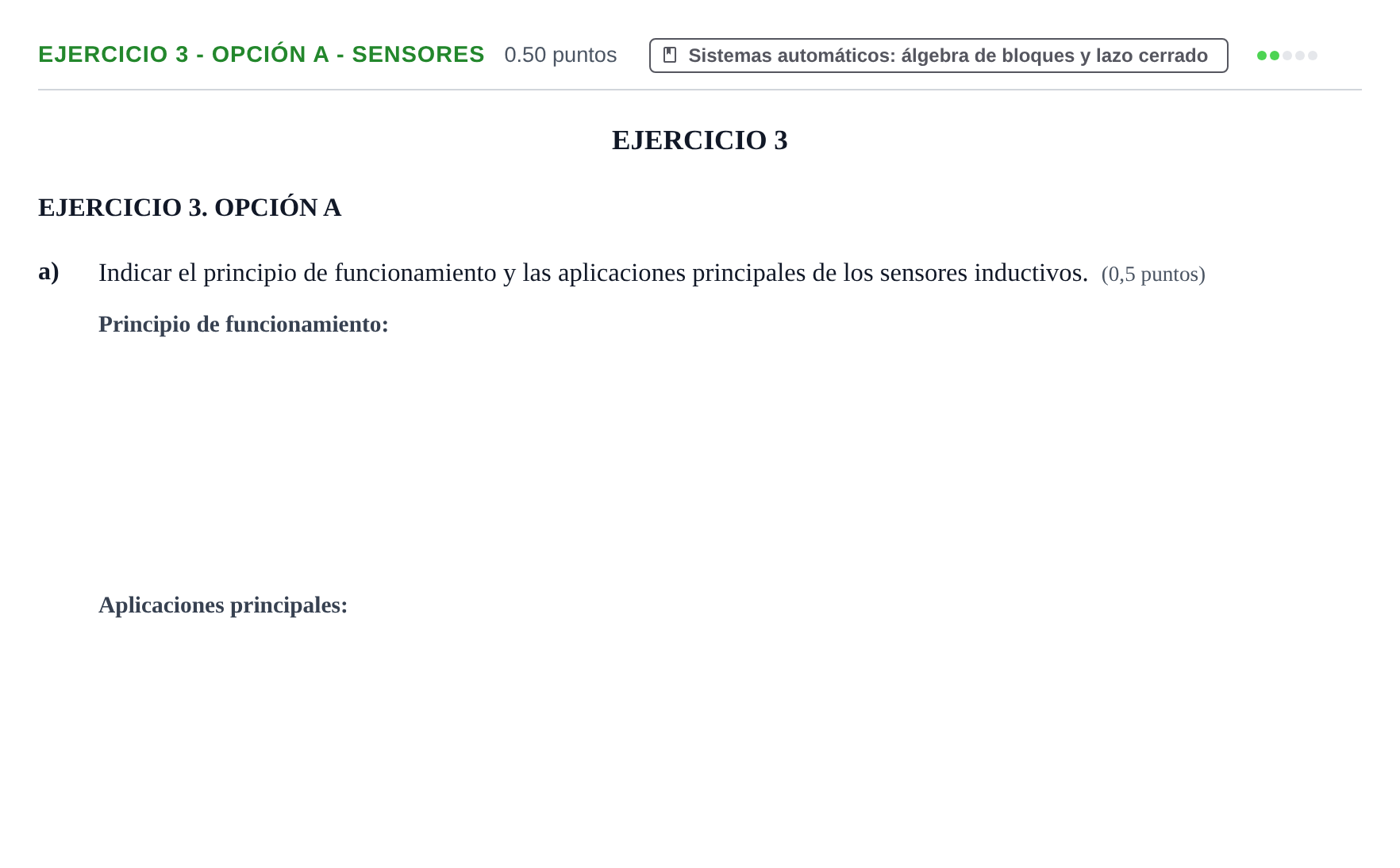 Enunciado: Ejercicio 3 - Opción A - Sensores · Tecnología e Ingeniería II PAU Andalucía Ordinaria Titular 2025