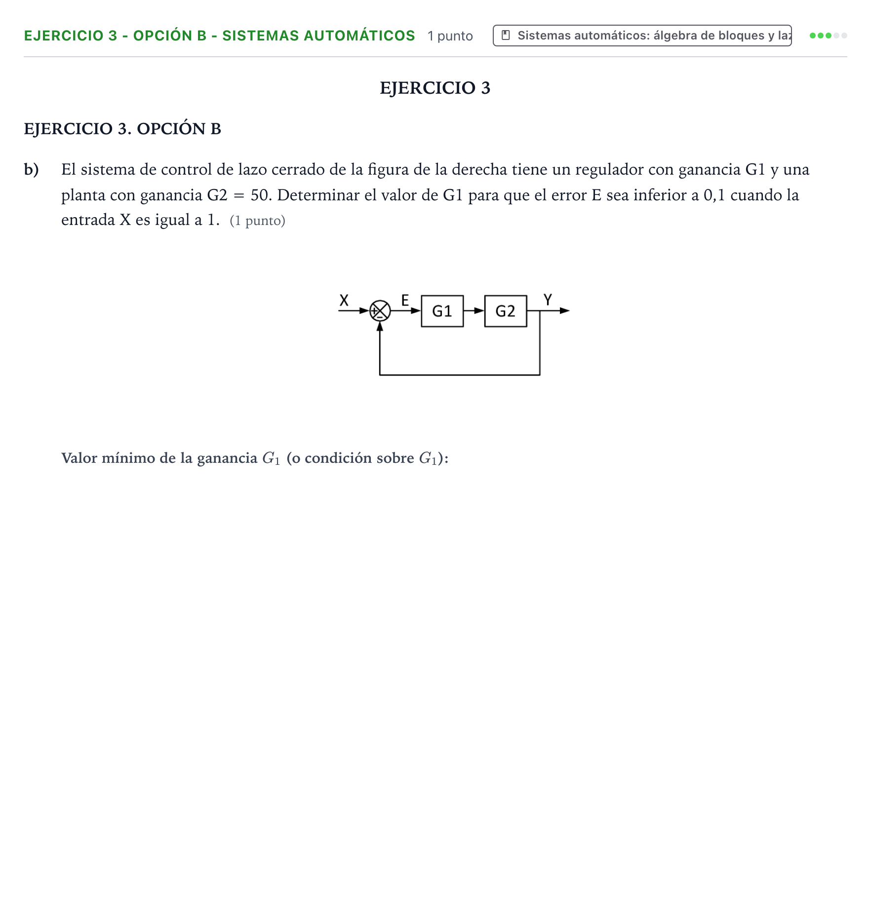 Enunciado: Ejercicio 3 - Opción B - Sistemas automáticos · Tecnología e Ingeniería II PAU Andalucía Ordinaria Titular 2025