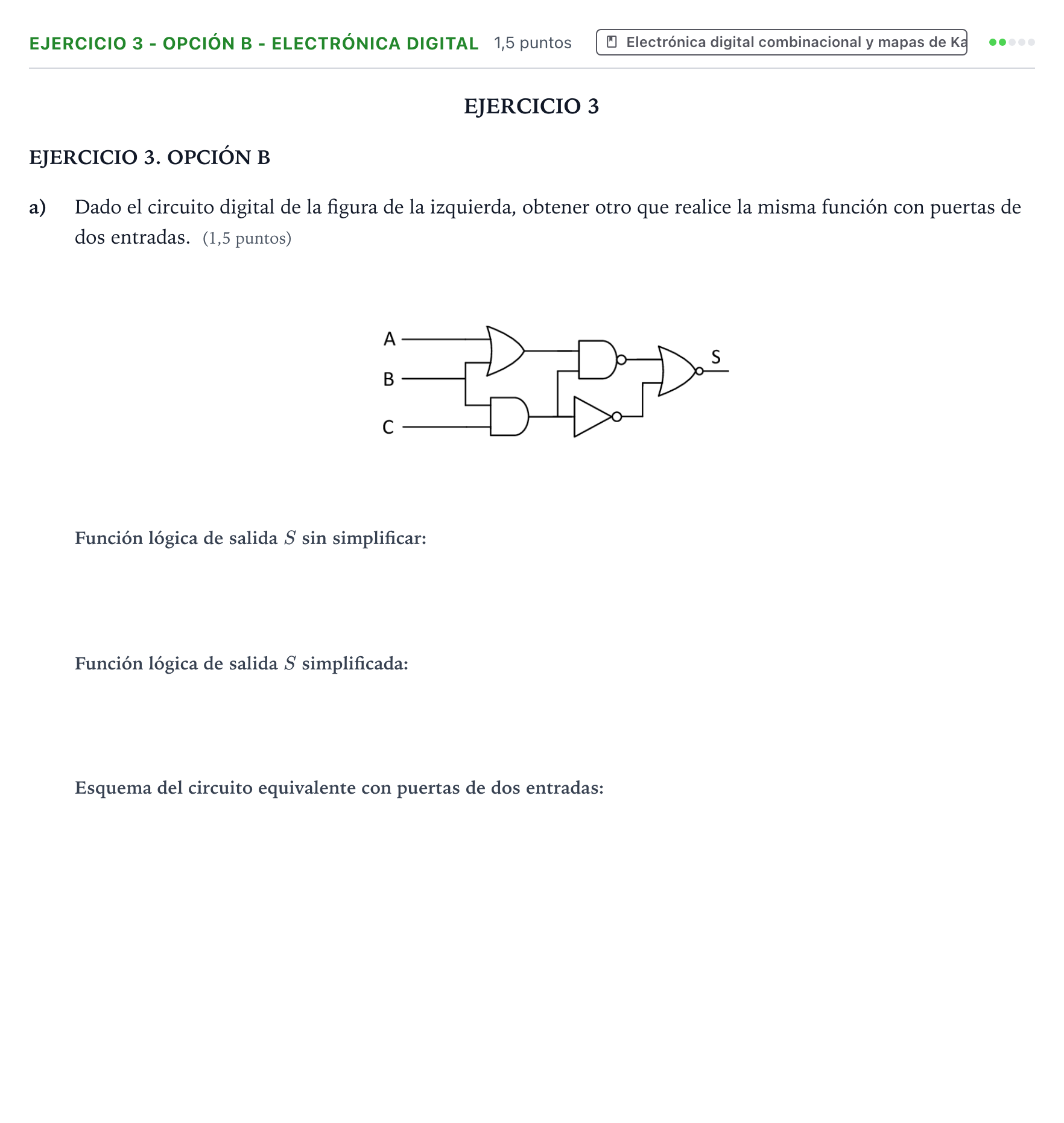 Enunciado: Ejercicio 3 - Opción B - Electrónica digital · Tecnología e Ingeniería II PAU Andalucía Ordinaria Titular 2025