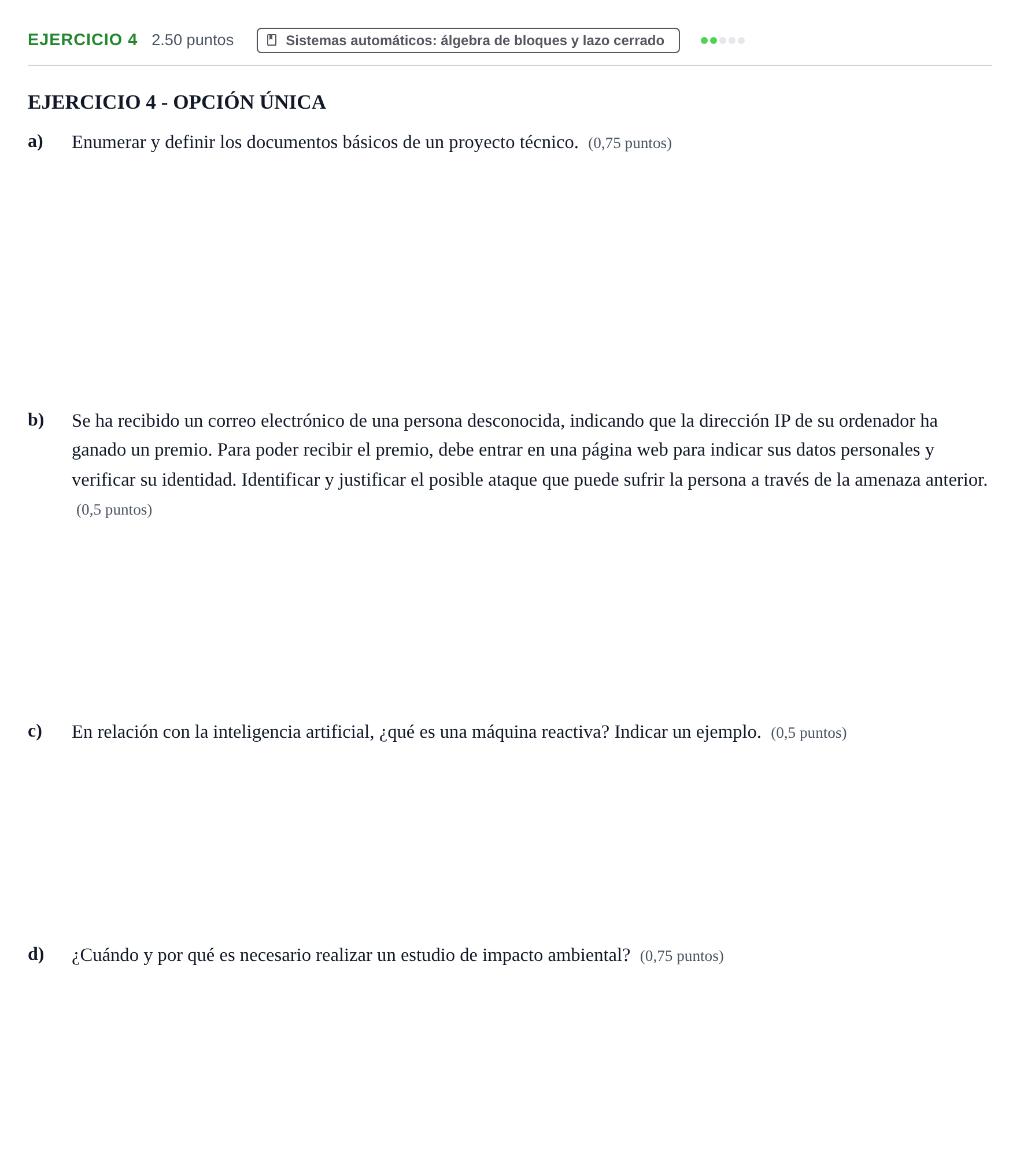 Enunciado: Ejercicio 4 · Tecnología e Ingeniería II PAU Andalucía Ordinaria Titular 2025