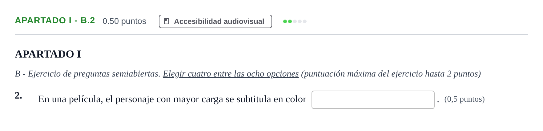 Enunciado: Apartado I - B.2 · Cultura Audiovisual II PAU Castilla-La Mancha Extraordinaria 2022