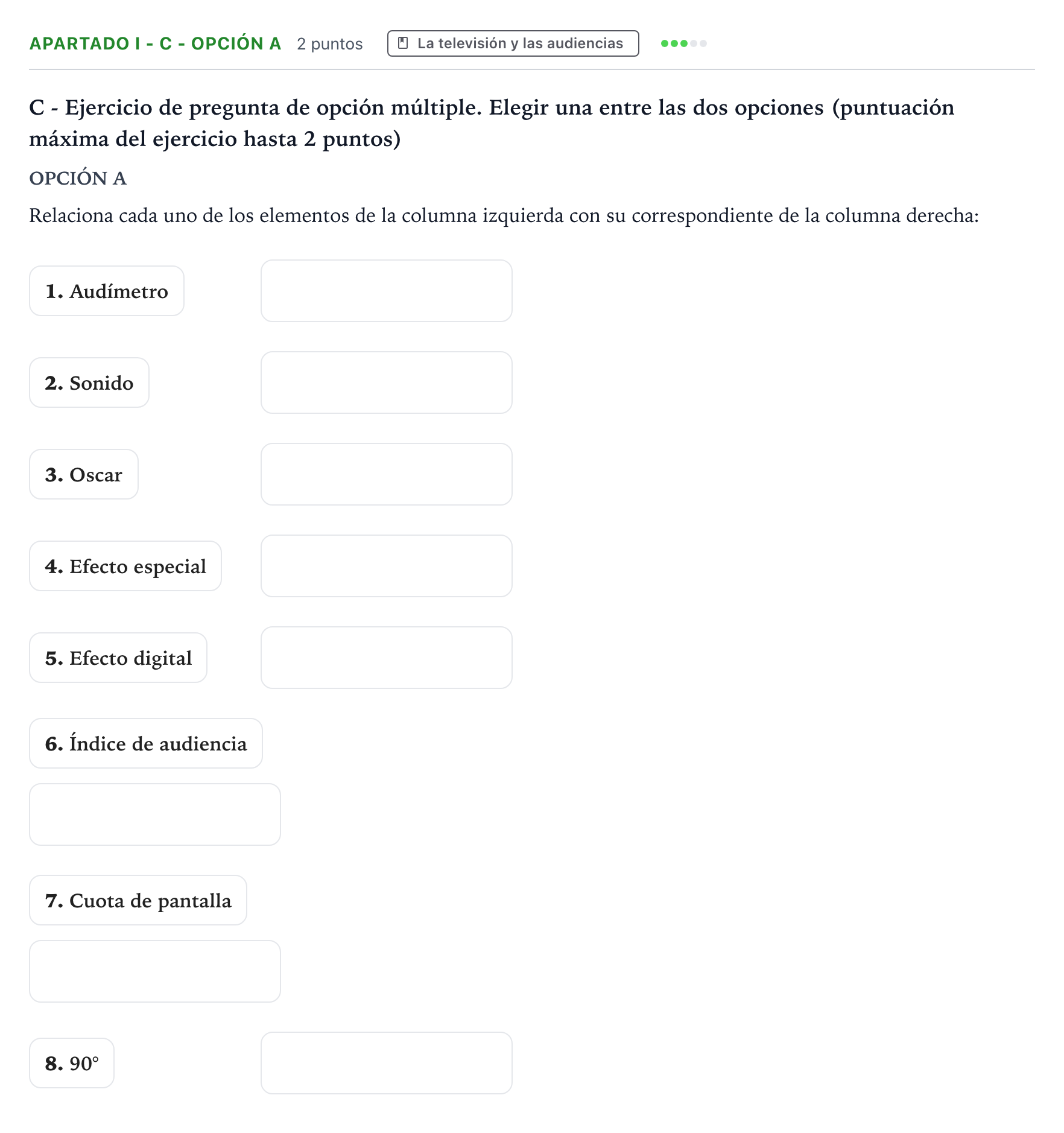 Enunciado: Apartado I - C - Opción A · Cultura Audiovisual II PAU Castilla-La Mancha Extraordinaria 2022