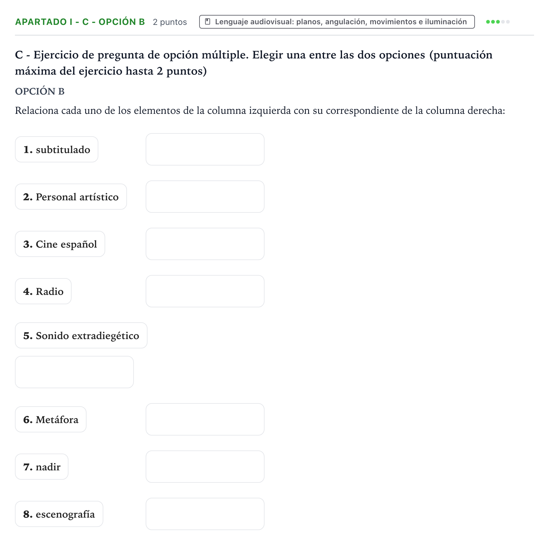 Enunciado: Apartado I - C - Opción B · Cultura Audiovisual II PAU Castilla-La Mancha Extraordinaria 2022