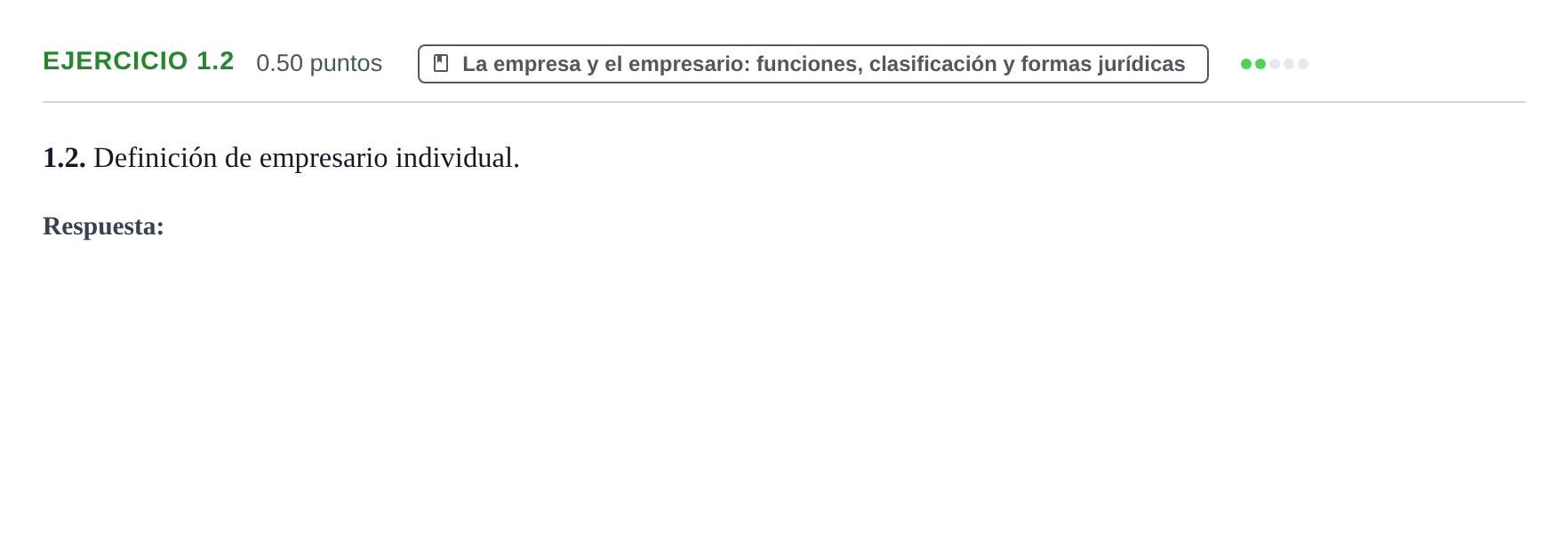 Enunciado: Ejercicio 1.2 · Empresa y Diseño de Modelos de Negocio PAU Castilla-La Mancha Extraordinaria 2022