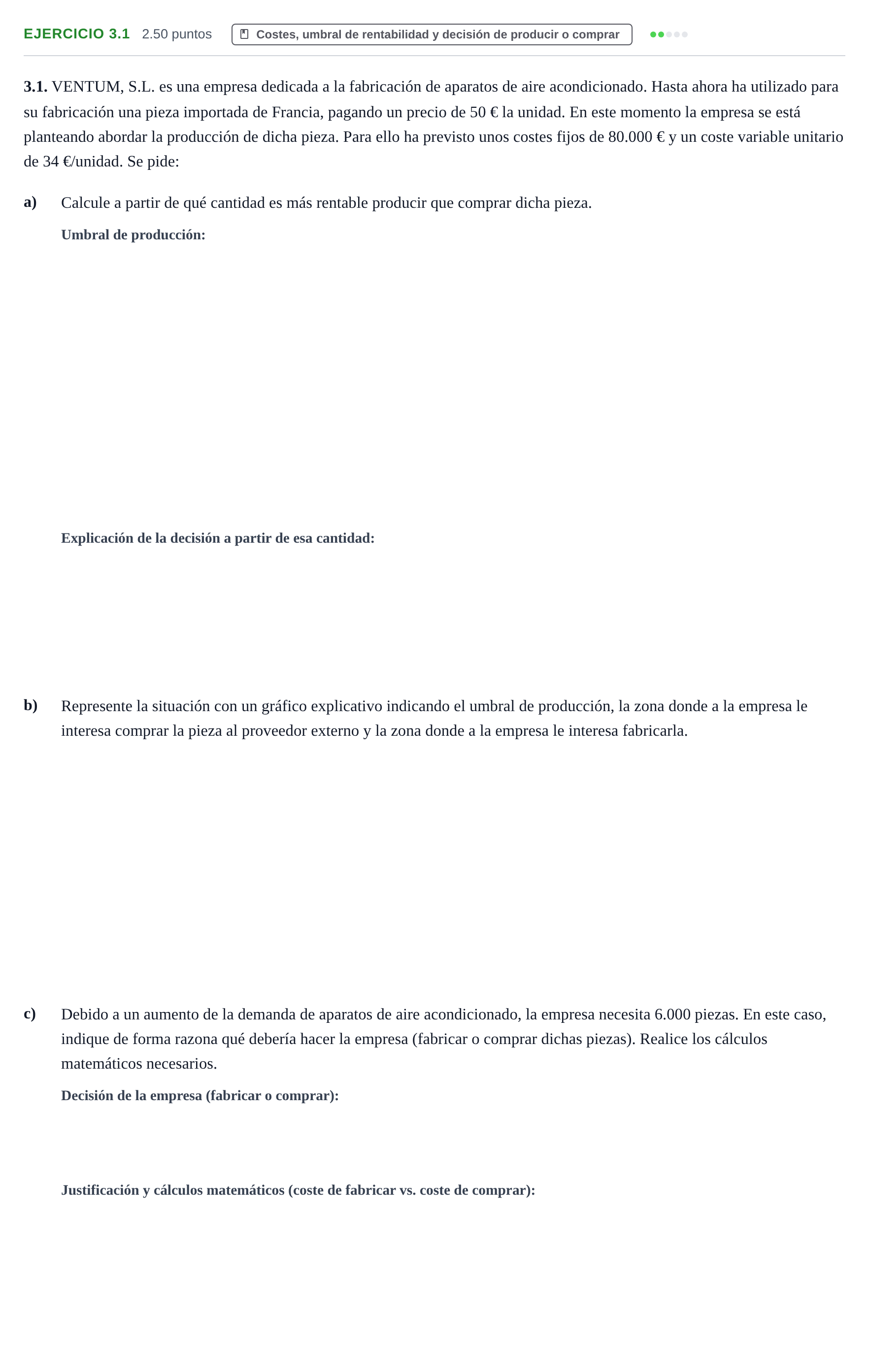 Enunciado: Ejercicio 3.1 · Empresa y Diseño de Modelos de Negocio PAU Castilla-La Mancha Extraordinaria 2022