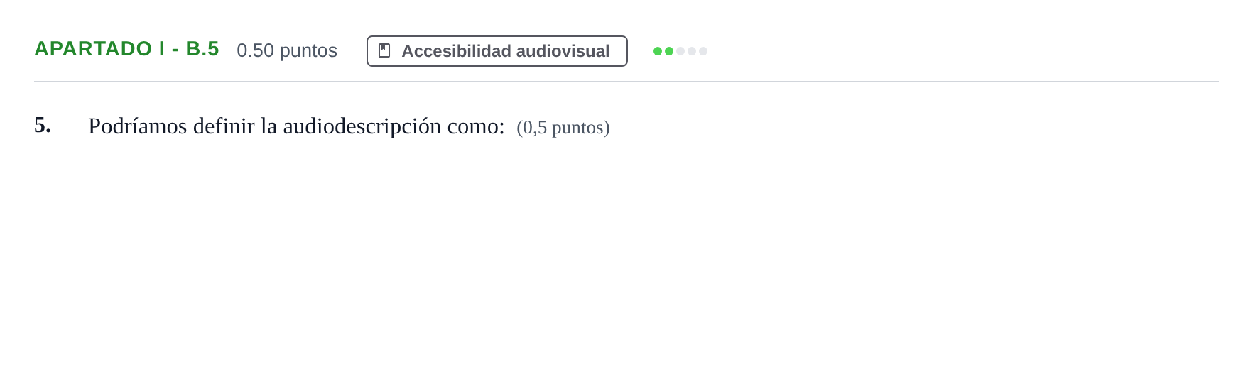 Enunciado: Apartado I - B.5 · Cultura Audiovisual II PAU Castilla-La Mancha Ordinaria 2022