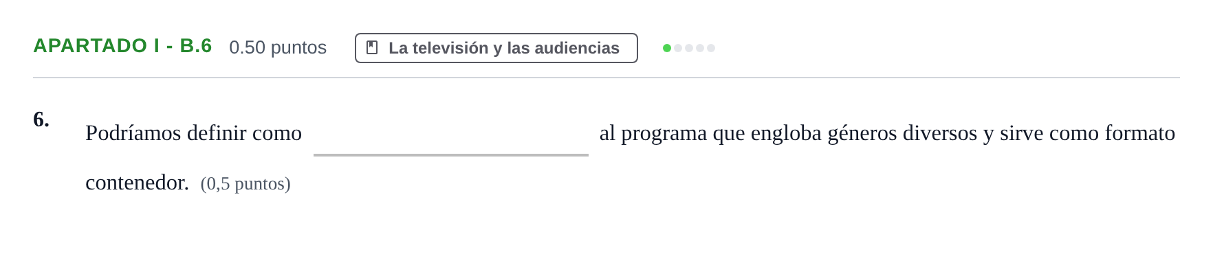 Enunciado: Apartado I - B.6 · Cultura Audiovisual II PAU Castilla-La Mancha Ordinaria 2022