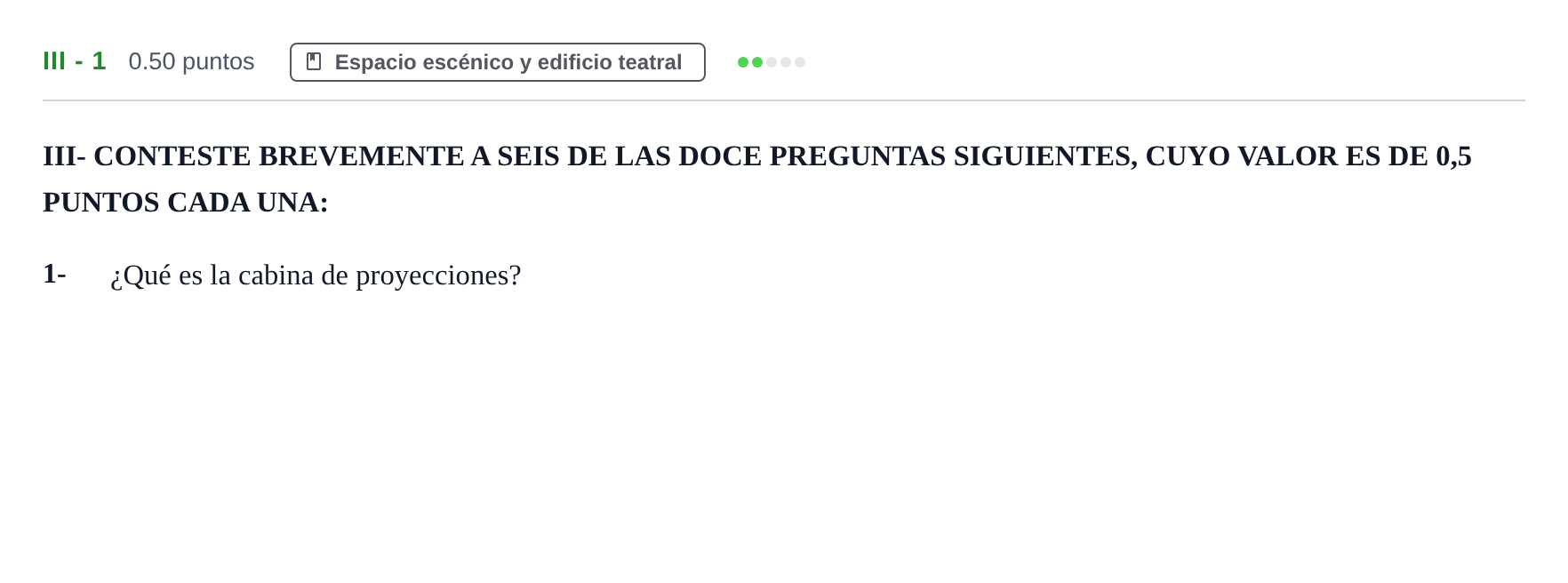 Enunciado: Ejercicio III - 1 · Artes Escénicas PAU Castilla-La Mancha Ordinaria 2022
