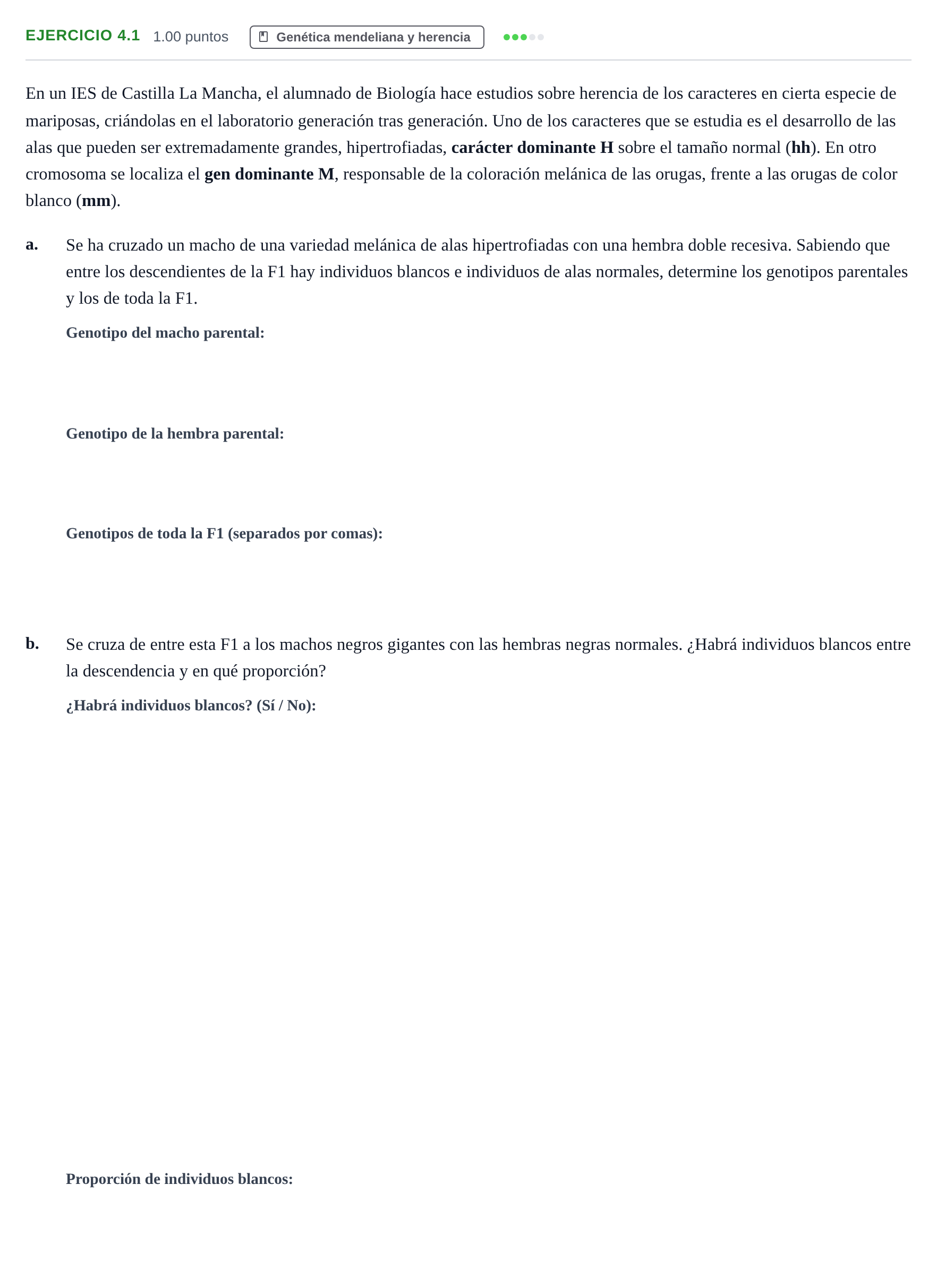 Enunciado: Ejercicio 4.1 · Biología PAU Castilla-La Mancha Ordinaria 2022