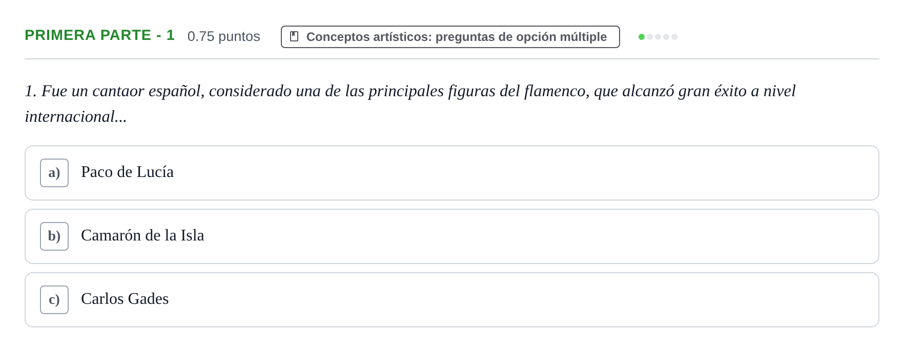 Enunciado: Ejercicio Primera Parte - 1 · Fundamentos Artísticos PAU Castilla-La Mancha Ordinaria (Fundamentos del Arte II) 2022