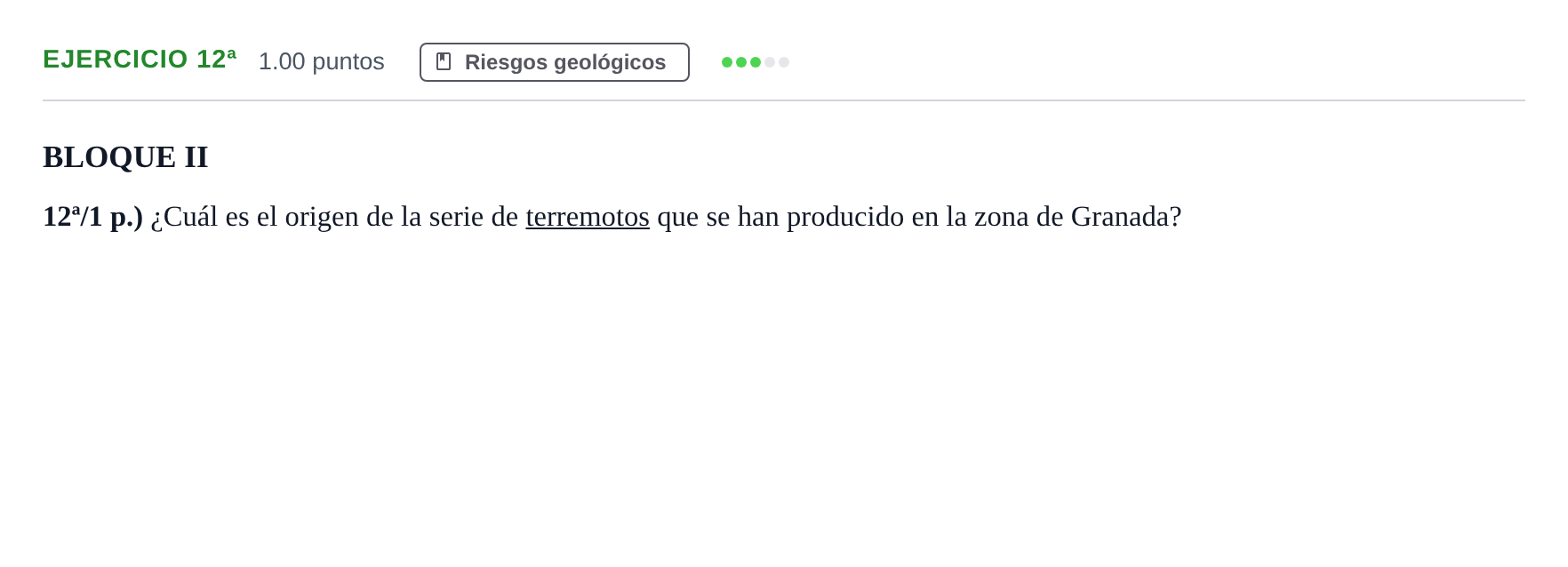 Enunciado: Ejercicio 12ª · Geología y Ciencias Ambientales PAU Castilla-La Mancha Extraordinaria 2022